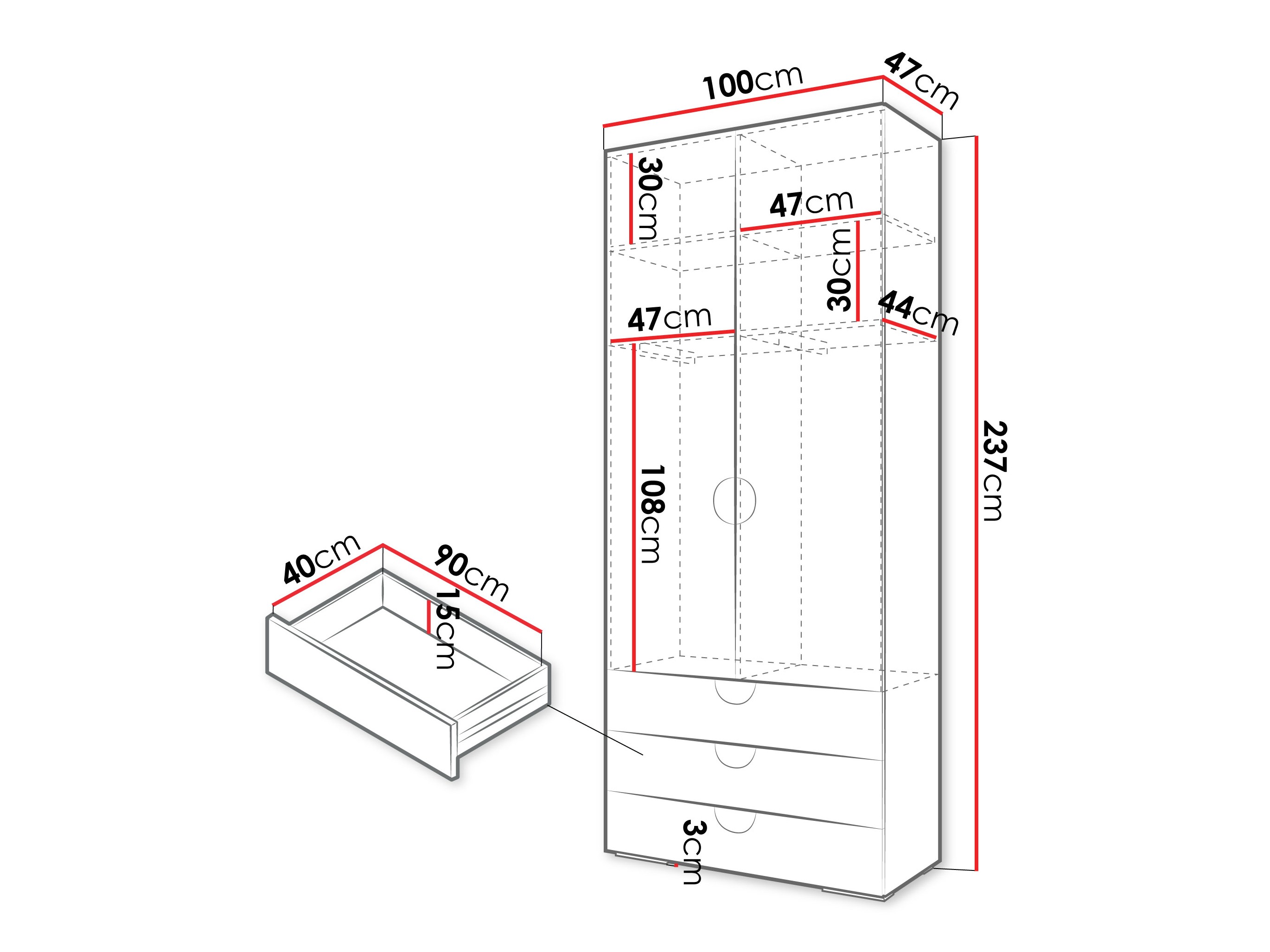 Kledingkast Hartford 565 (Zwart)