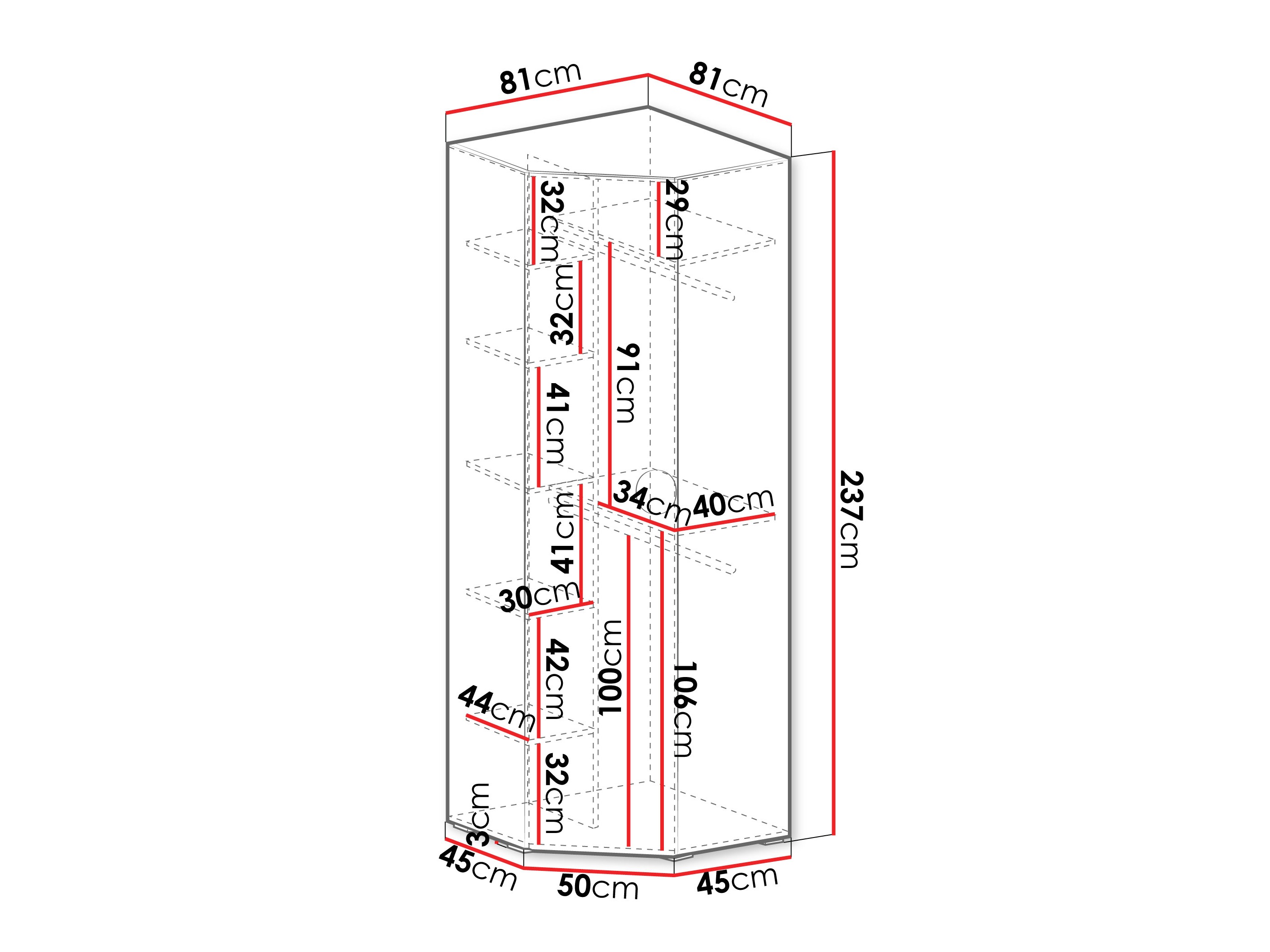 Hoekkledingkast Hartford 568 (Kasjmier)