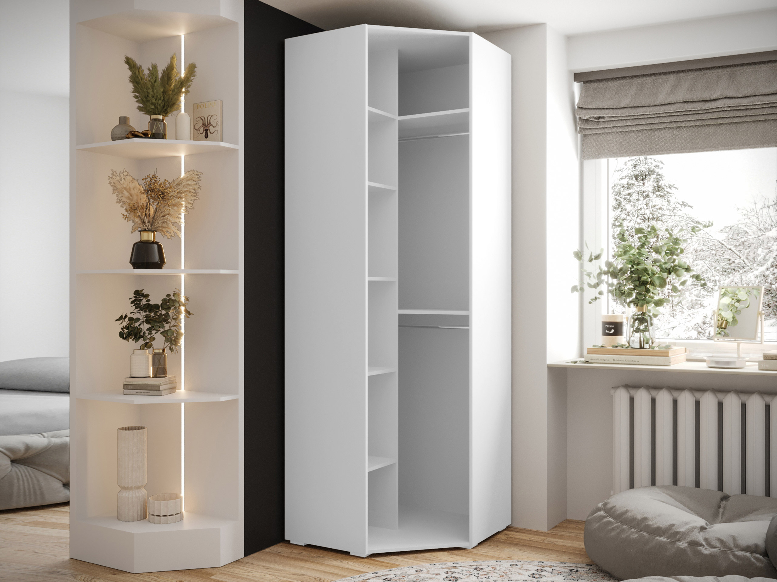 Hoekkledingkast Hartford 568 (Wit)