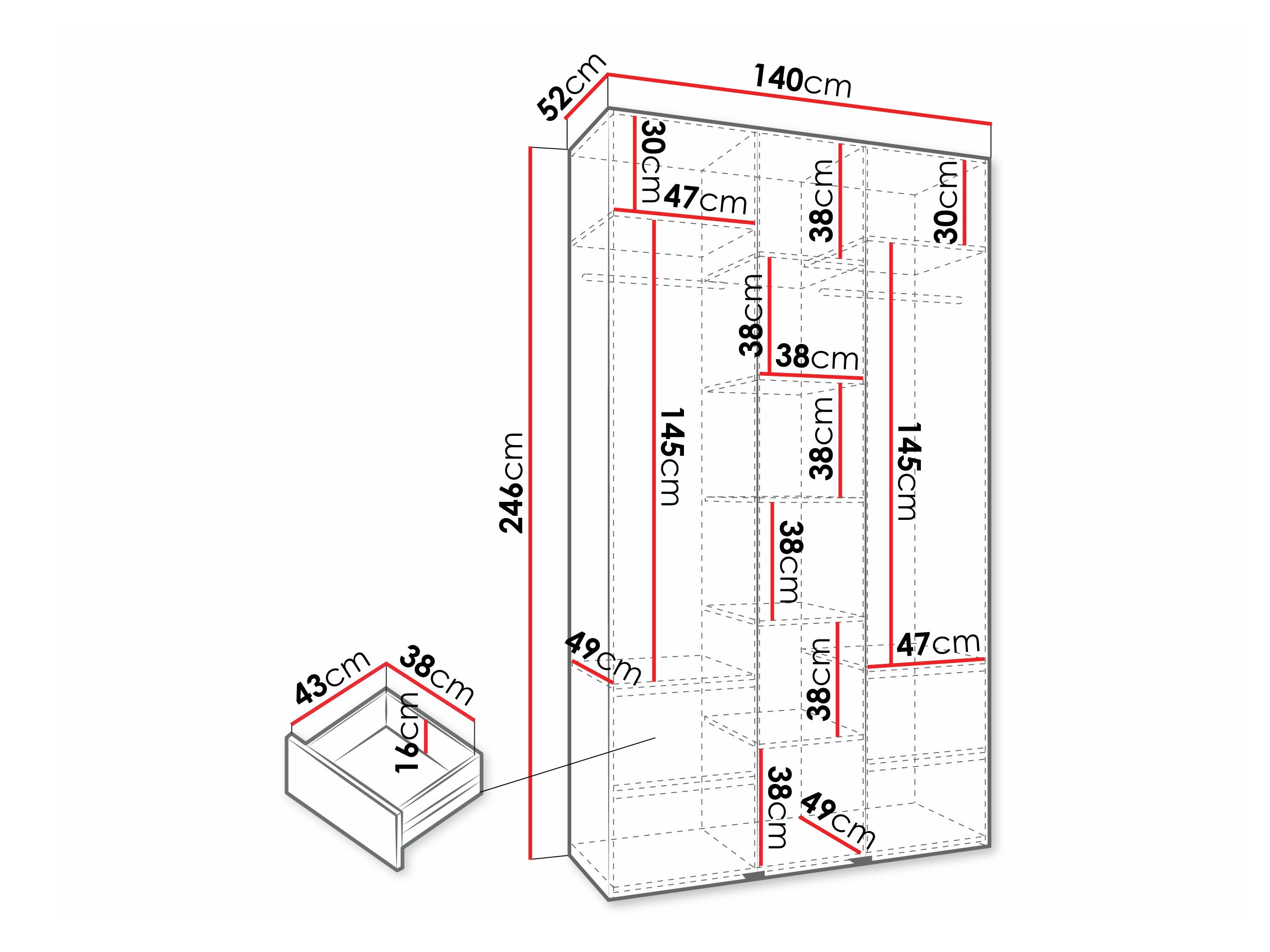 Kledingkast Hartford 571 (Kasjmier)