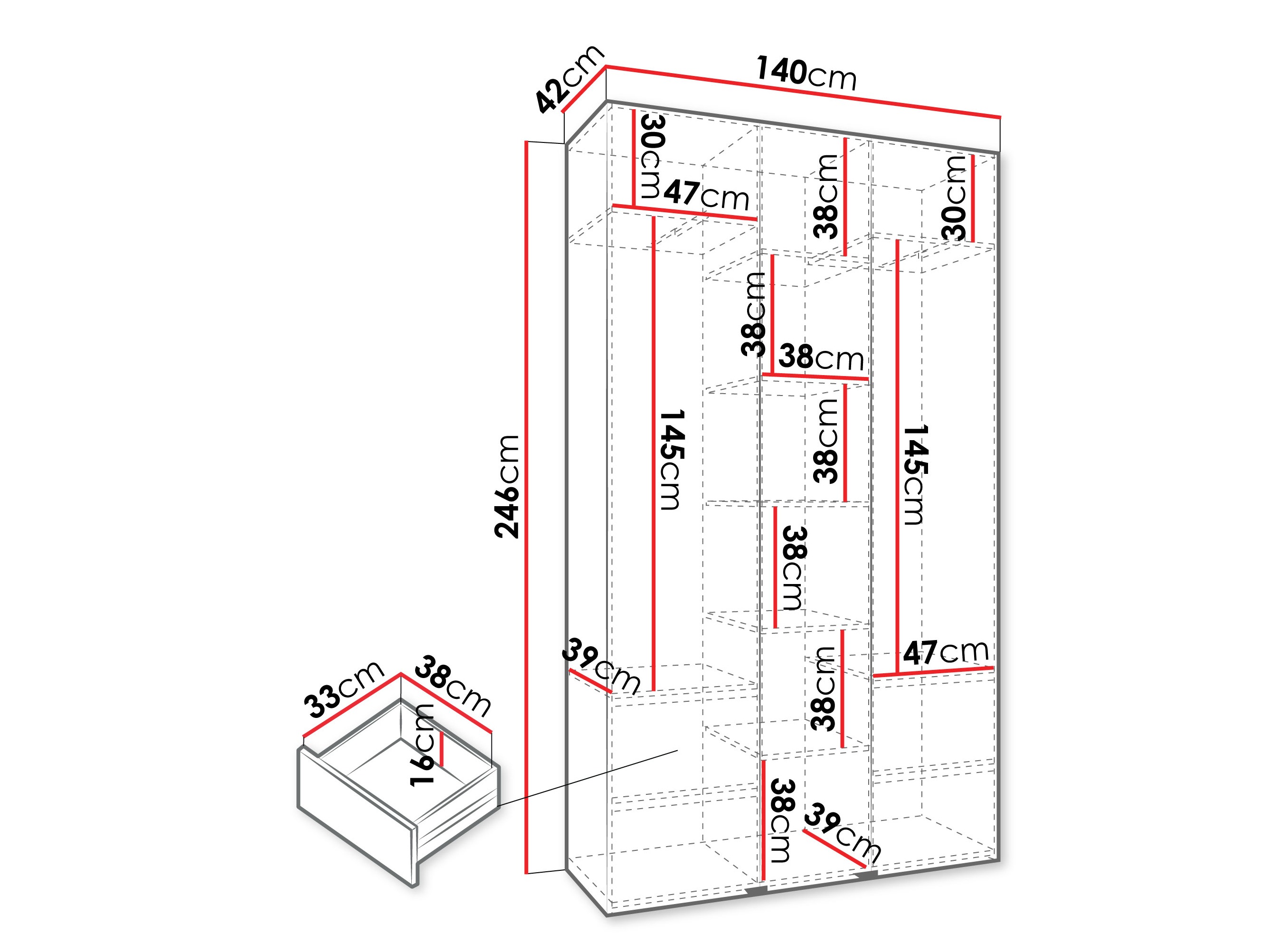 Kledingkast Hartford 571 (Wit)