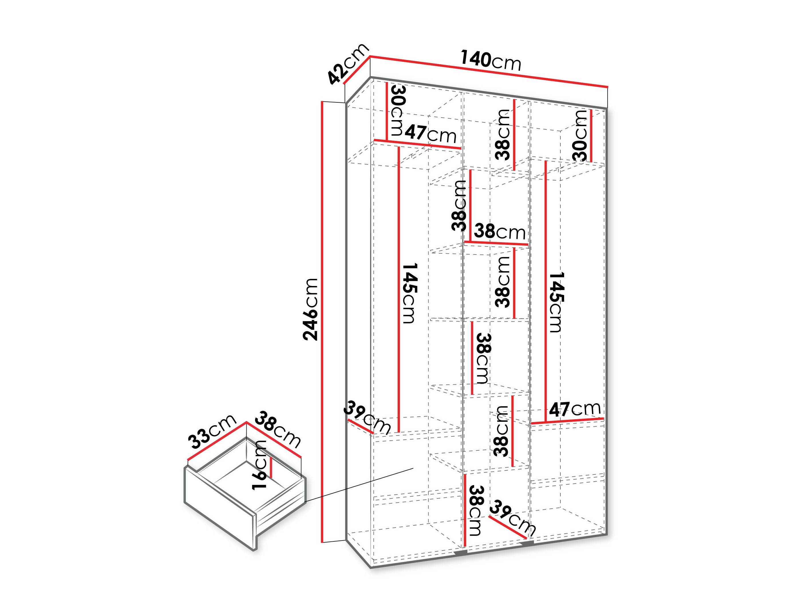 Kledingkast Hartford 571 (Wit)