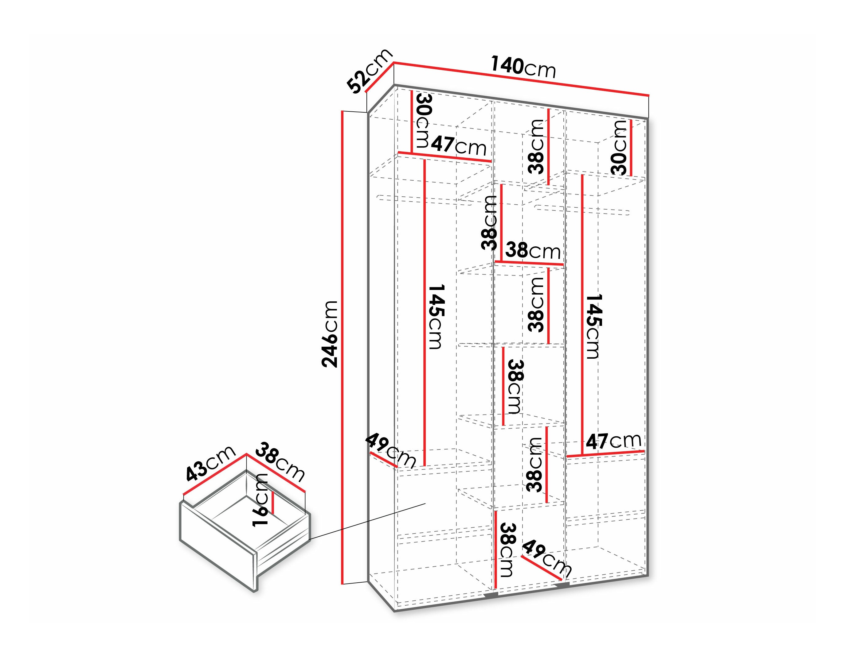 Kledingkast Hartford 571 (Wit)