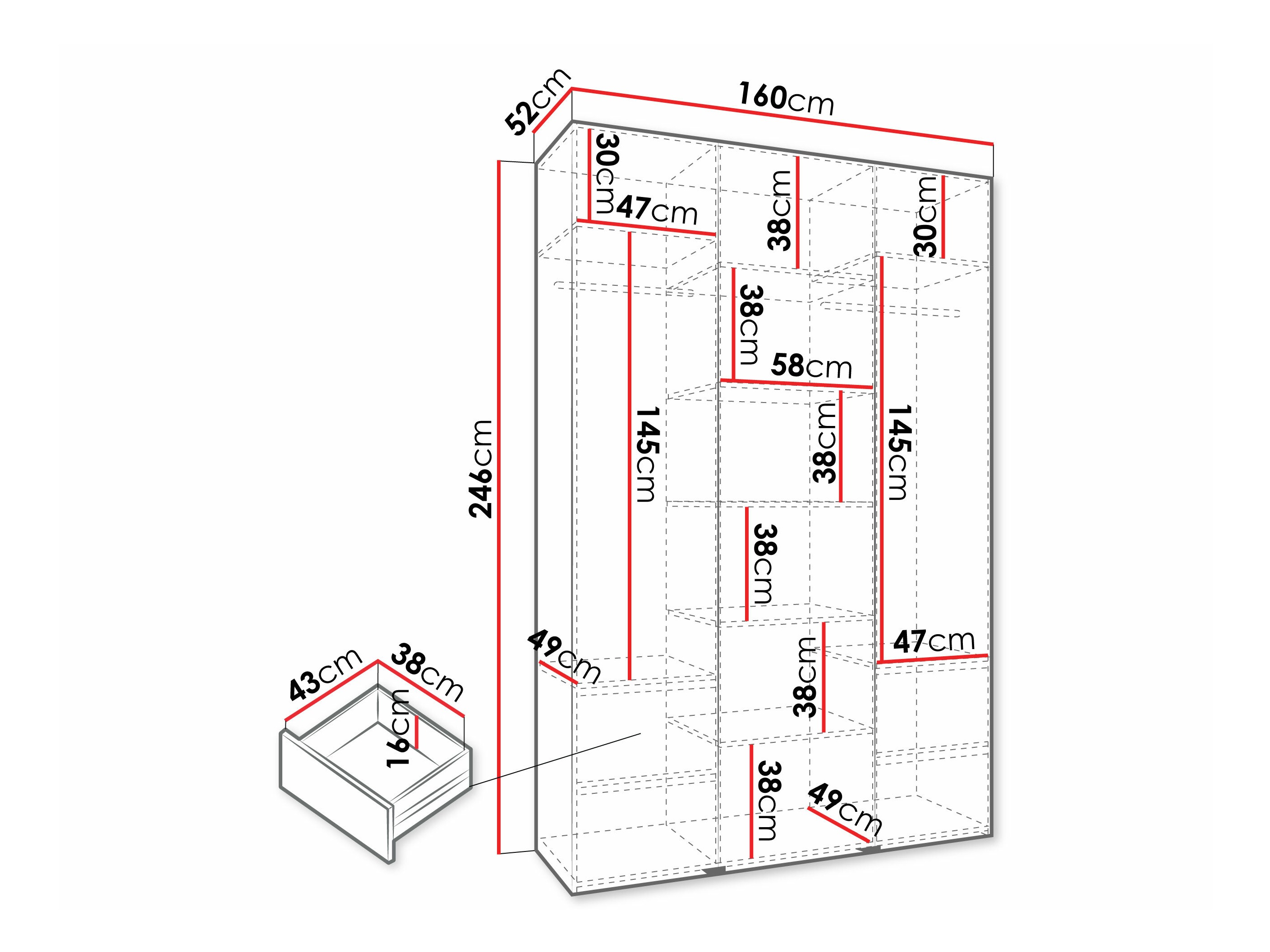 Kledingkast Hartford 571 (Wit)