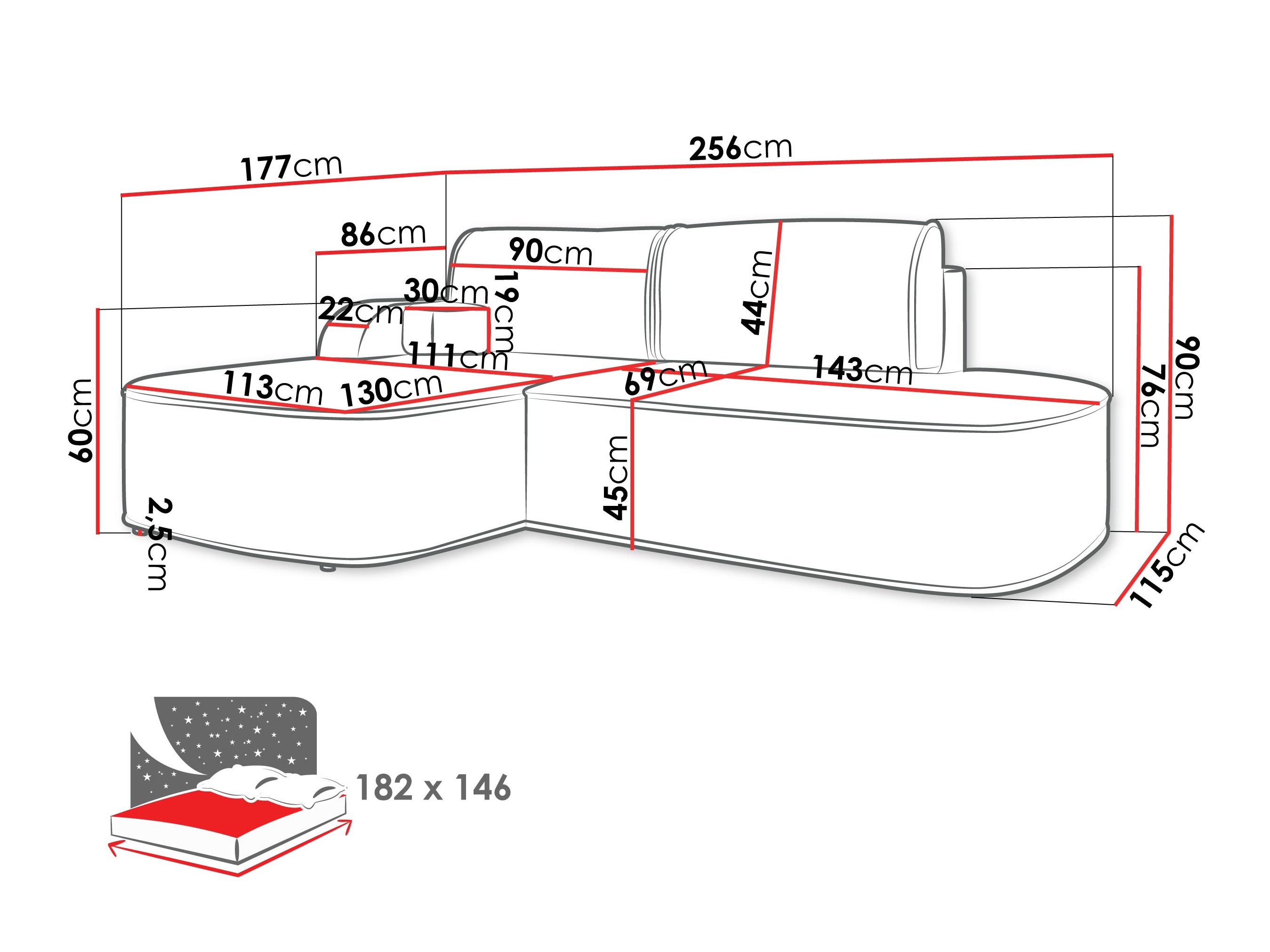 Hoekbank Comfivo 464 (Coral 50)