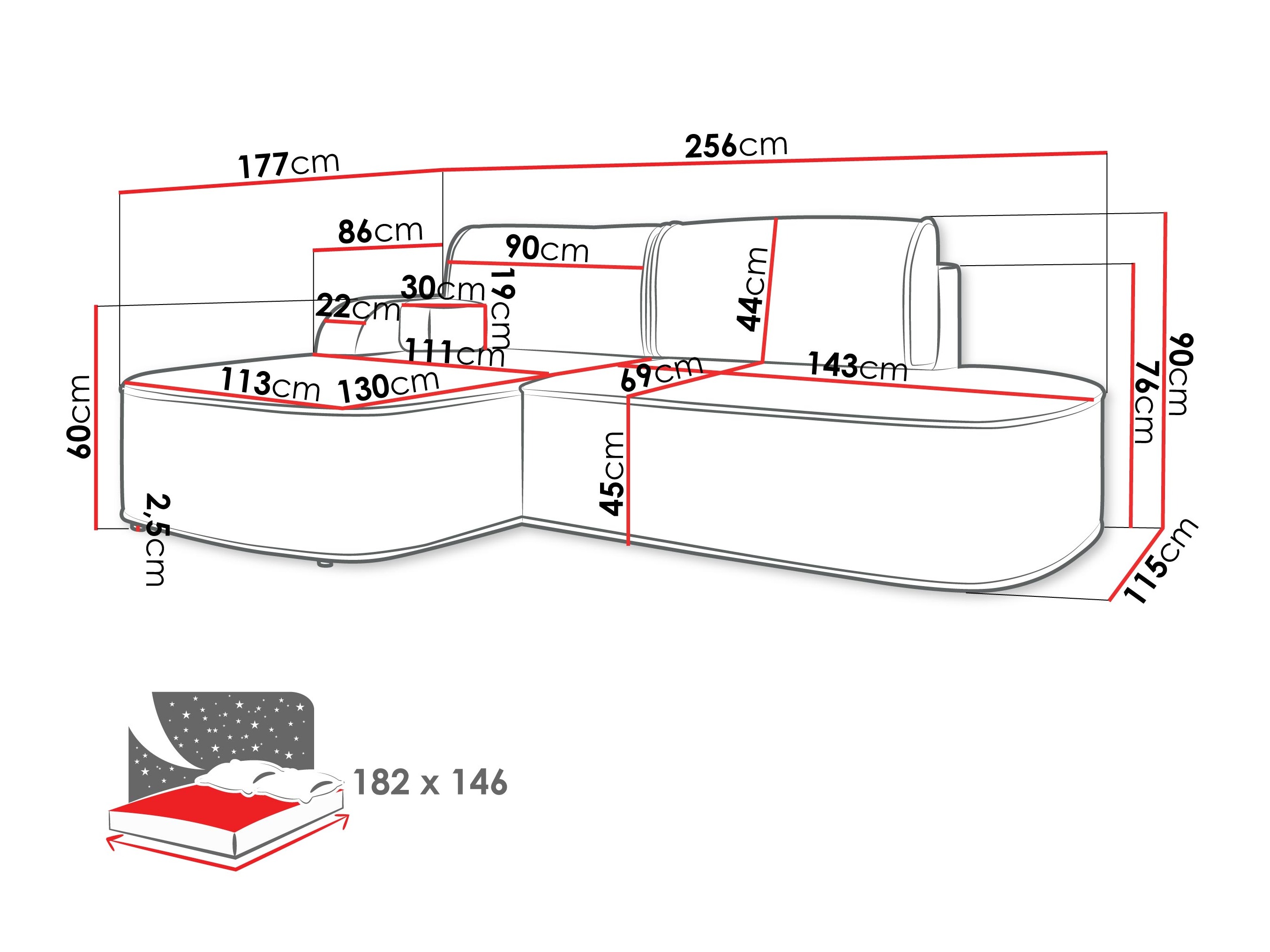 Hoekbank Comfivo 464 (Coral 75)