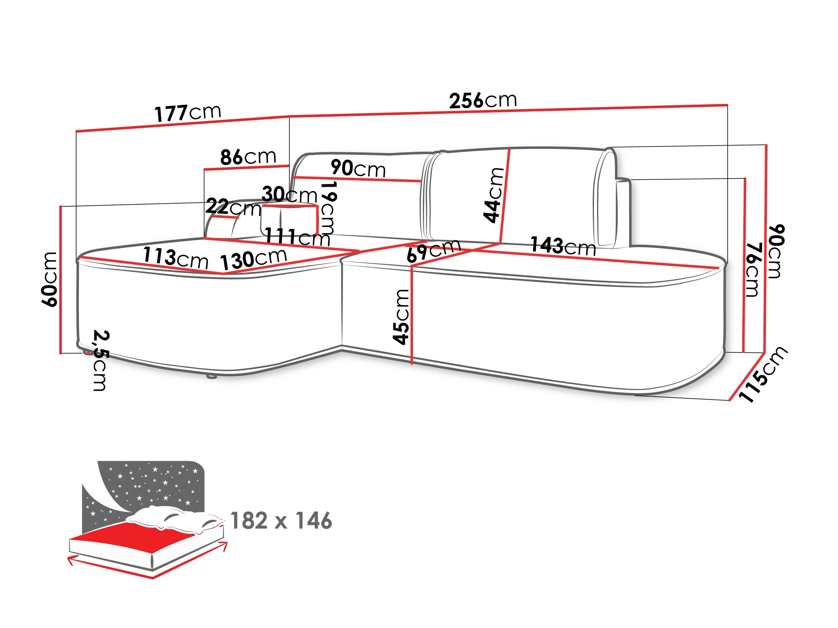 Hoekbank Comfivo 464 (Coral 80)