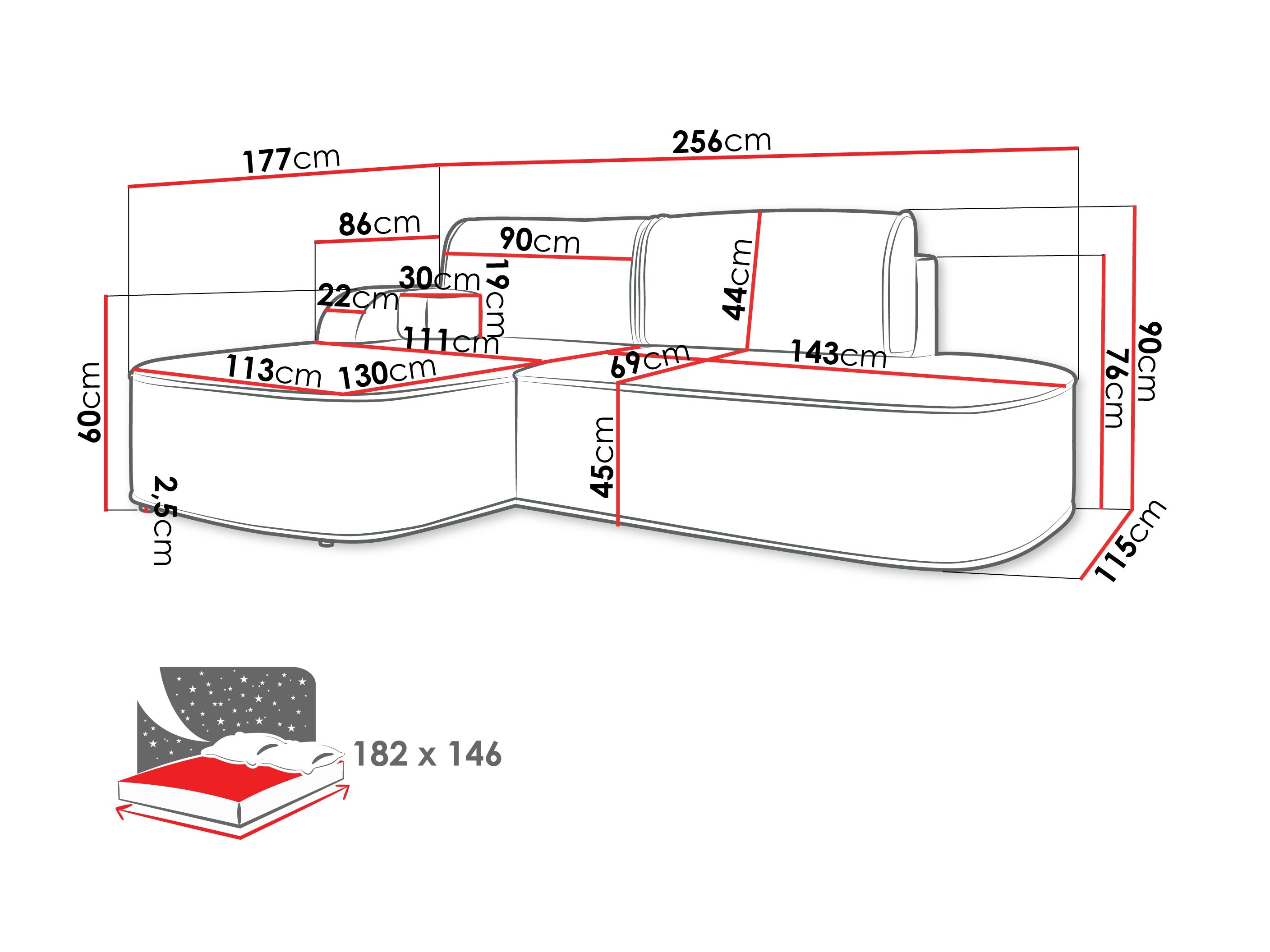 Hoekbank Comfivo Sensus (Coral 65)