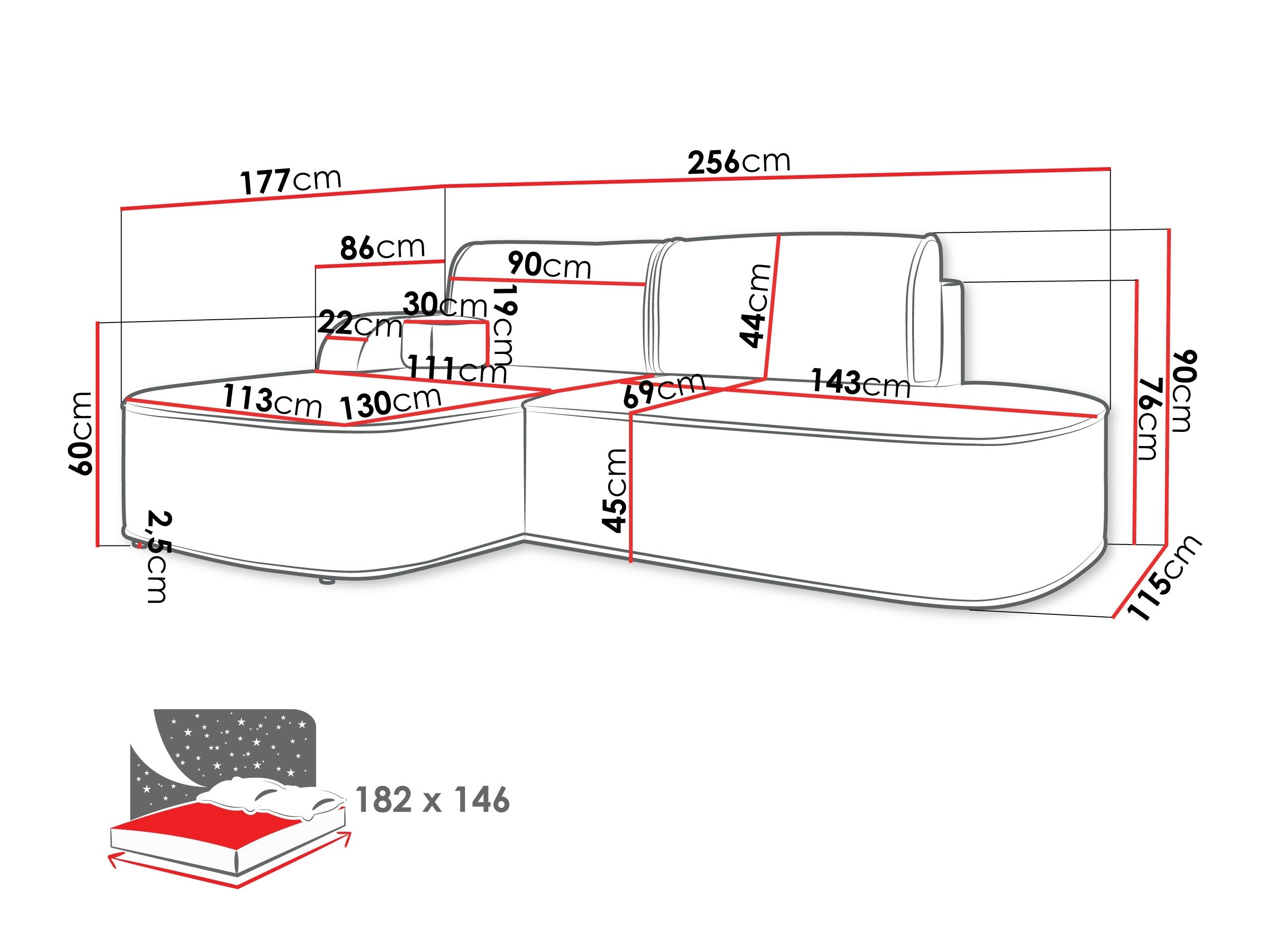 Hoekbank Comfivo Sensus (Coral 65)