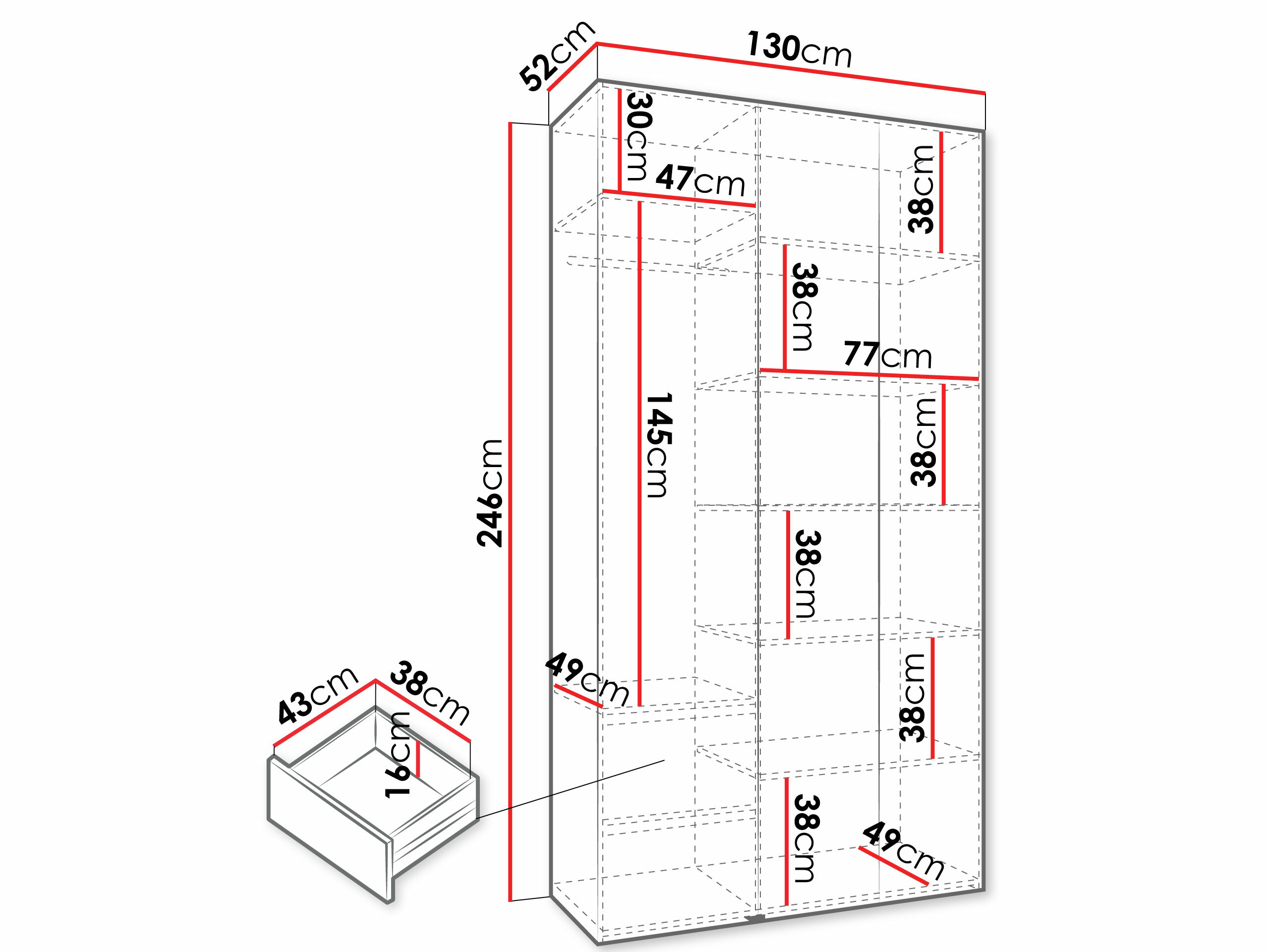 Kledingkast Hartford 573 (Kasjmier)