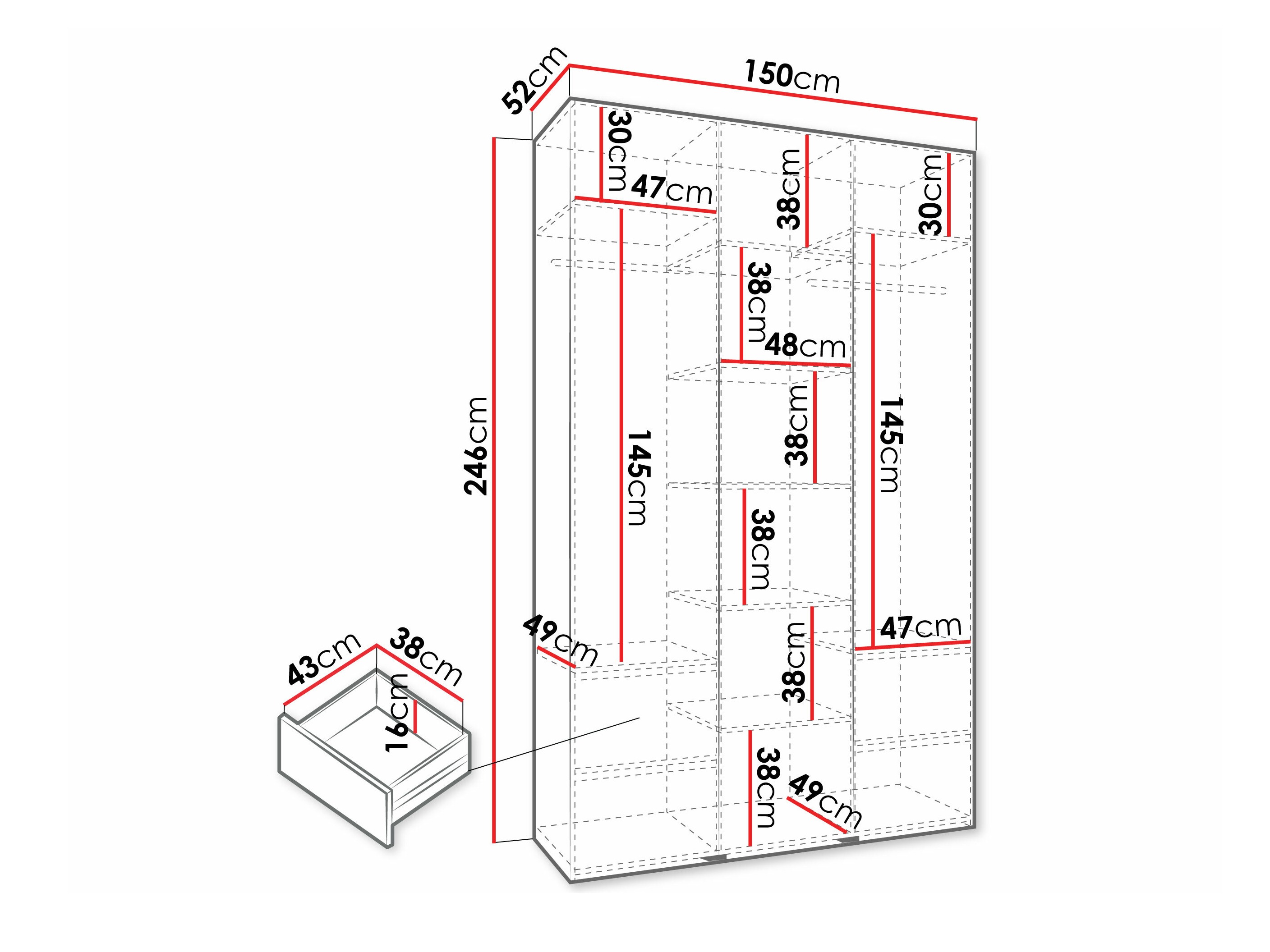 Kledingkast Hartford 573 (Kasjmier)