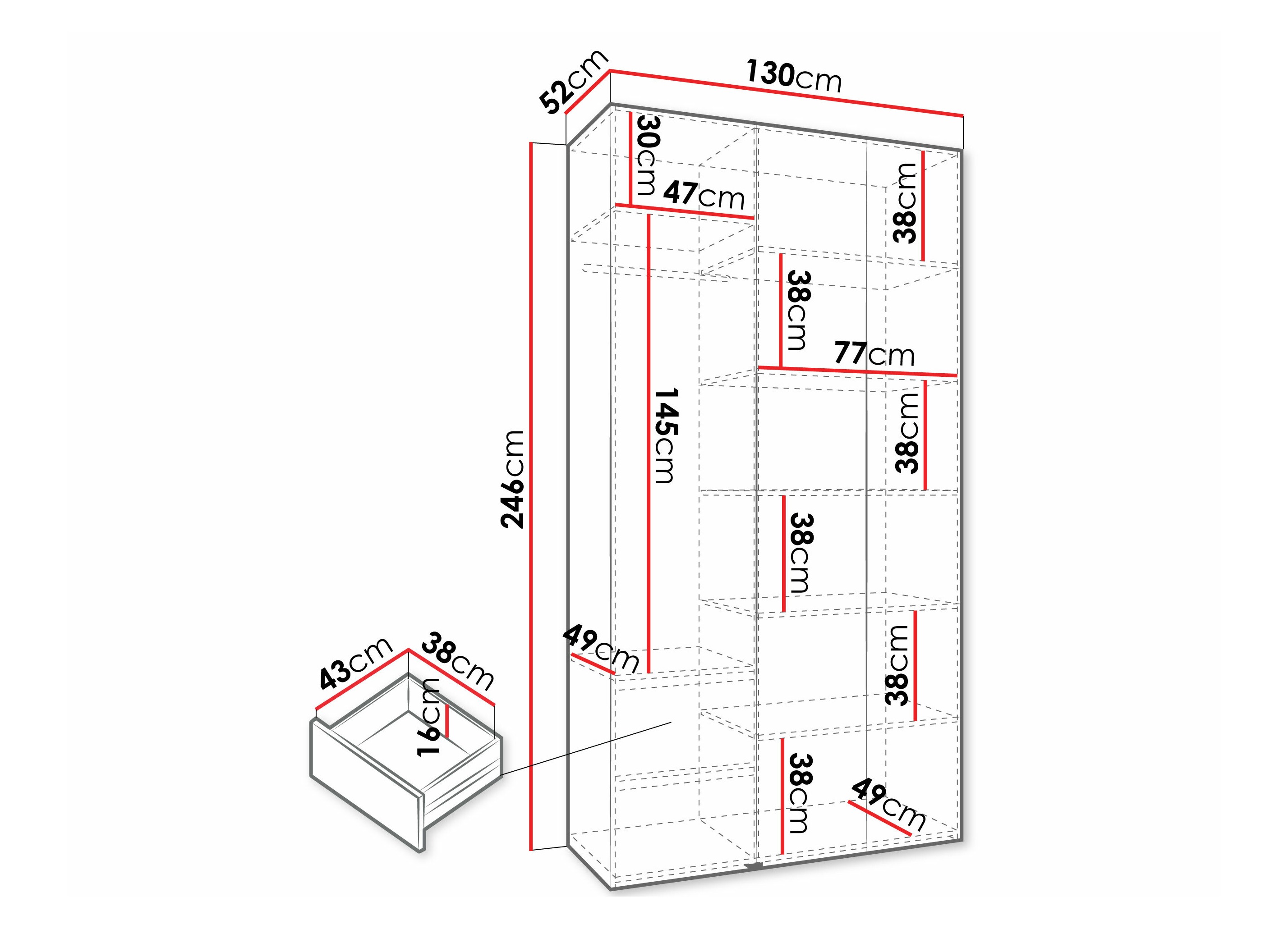 Kledingkast Hartford 573 (Wit)