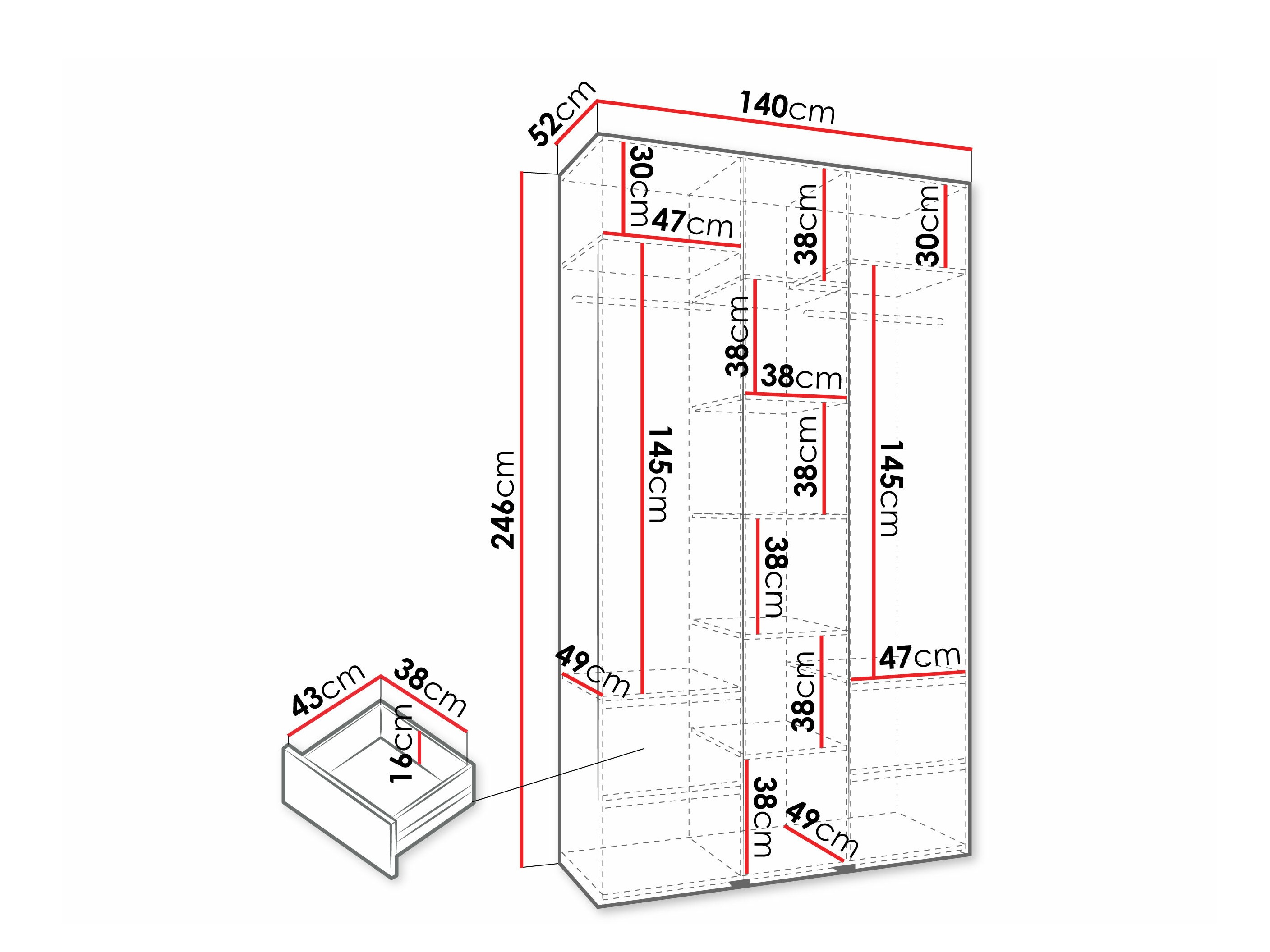Kledingkast Hartford 573 (Wit)