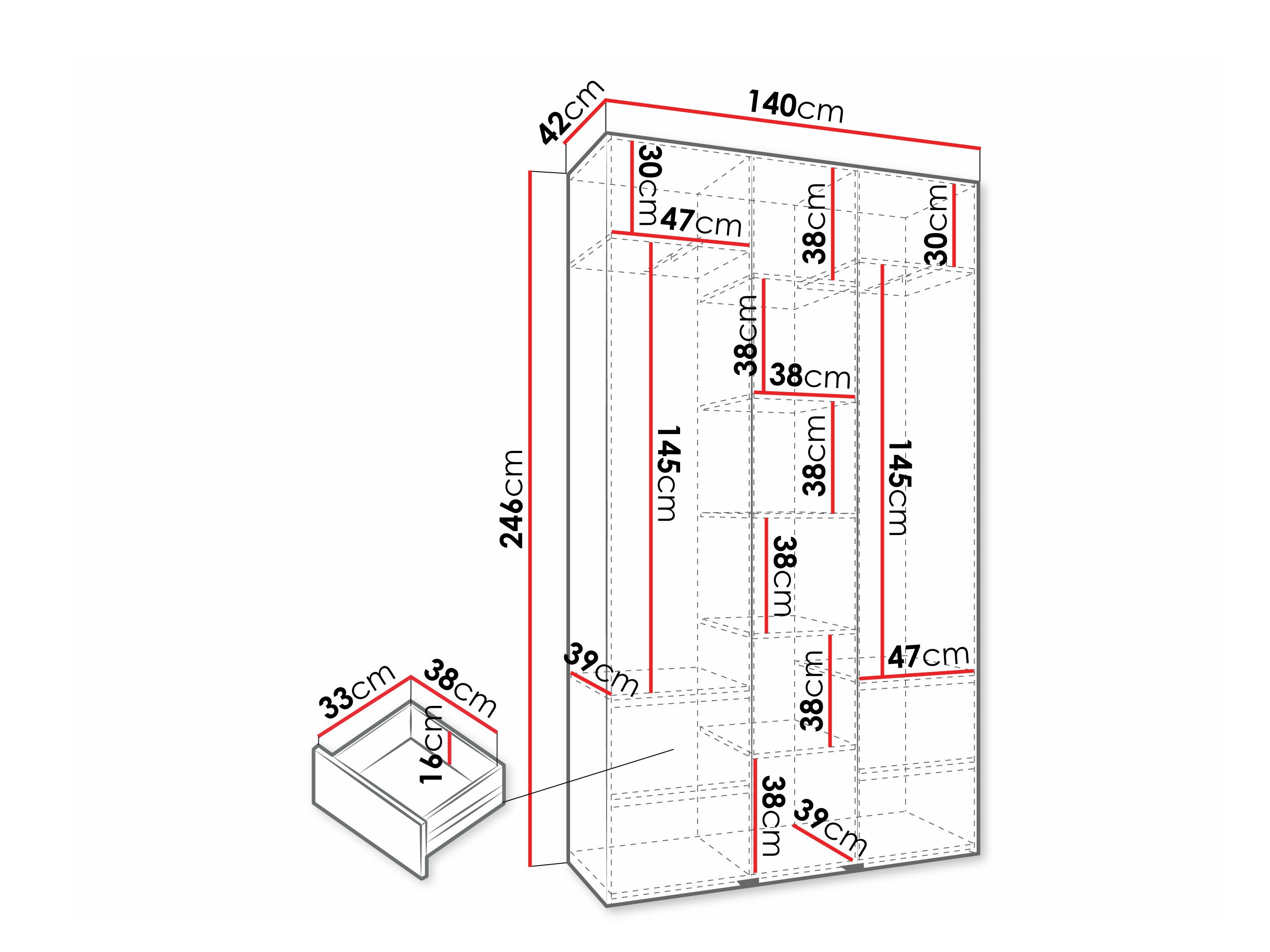 Kledingkast Hartford 573 (Wit)