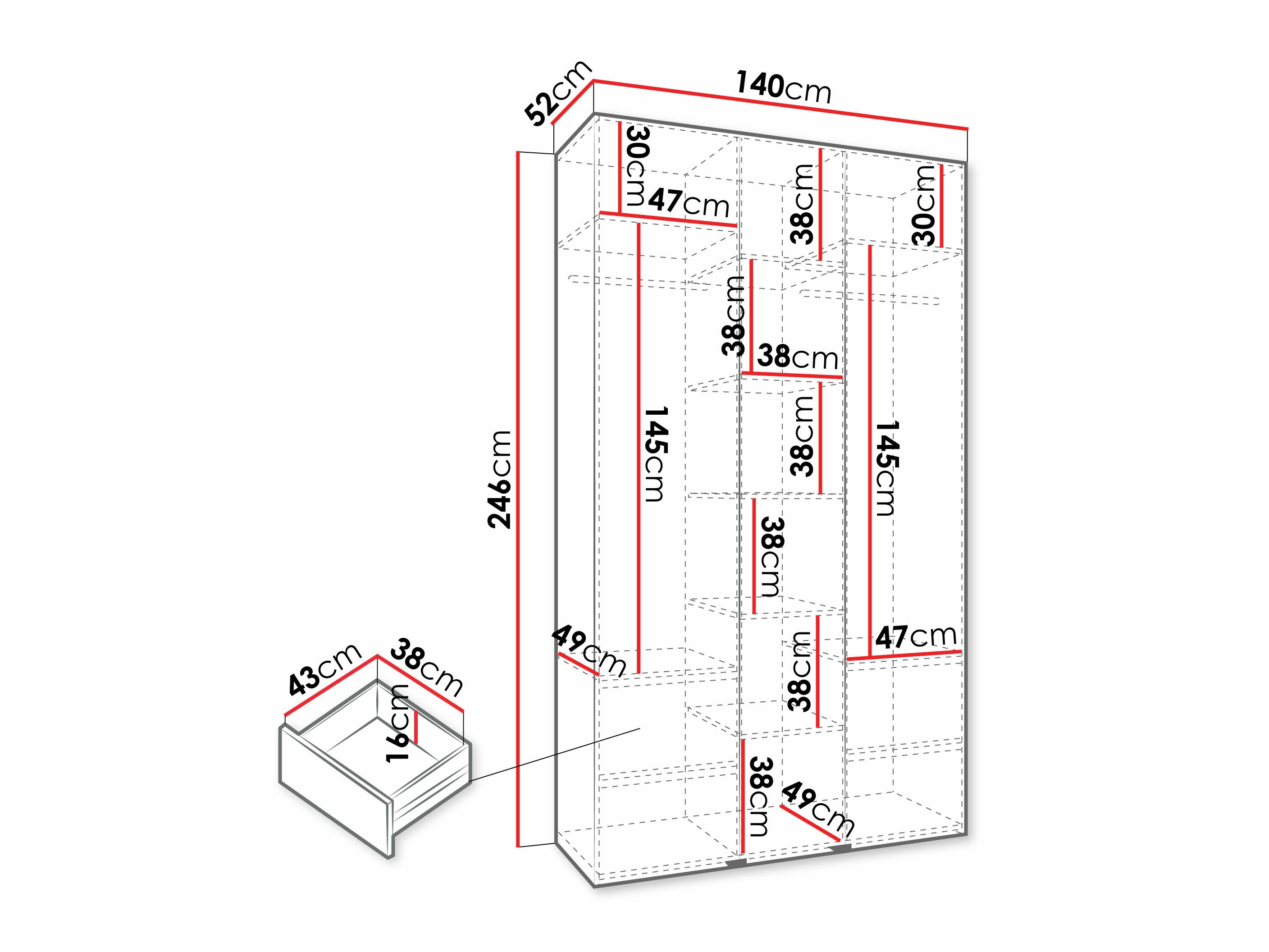 Kledingkast Hartford 573 (Wit)