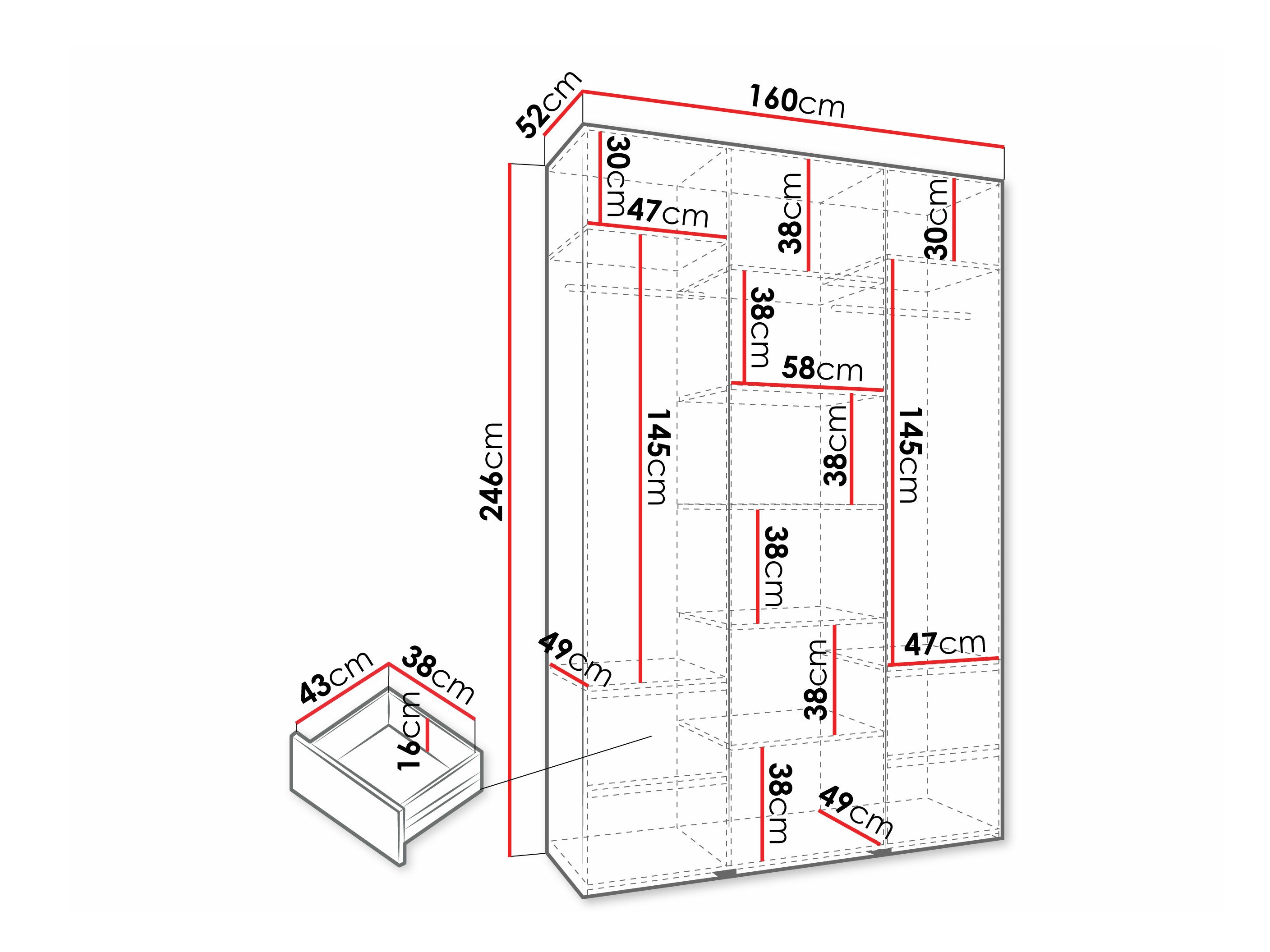 Kledingkast Hartford 573 (Kasjmier)