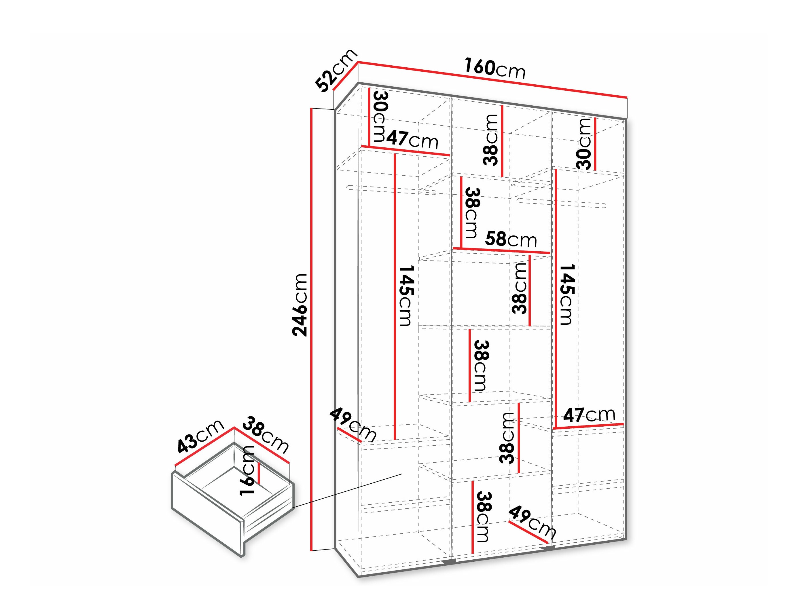Kledingkast Hartford 573 (Kasjmier)