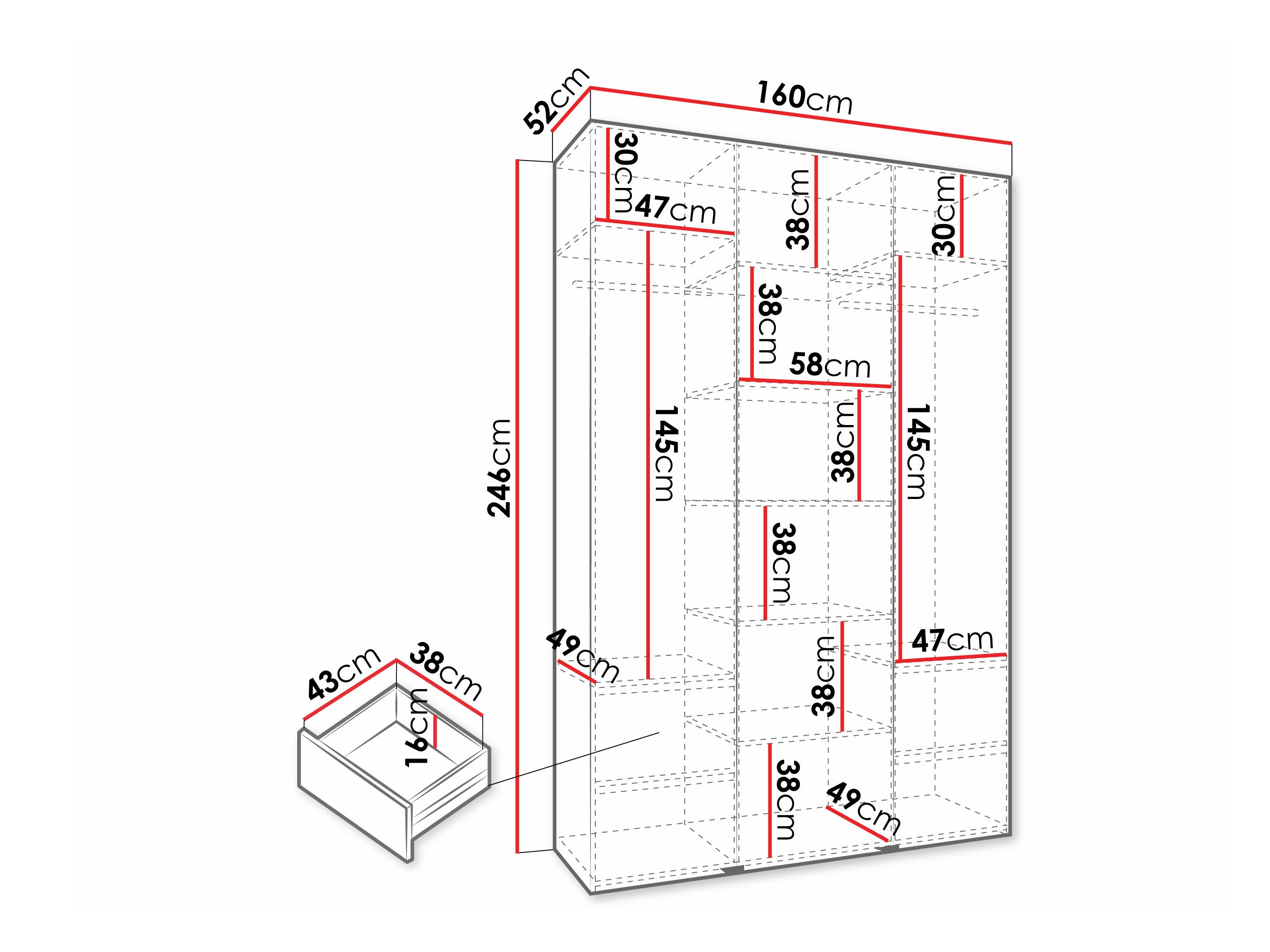 Kledingkast Hartford 573 (Wit)