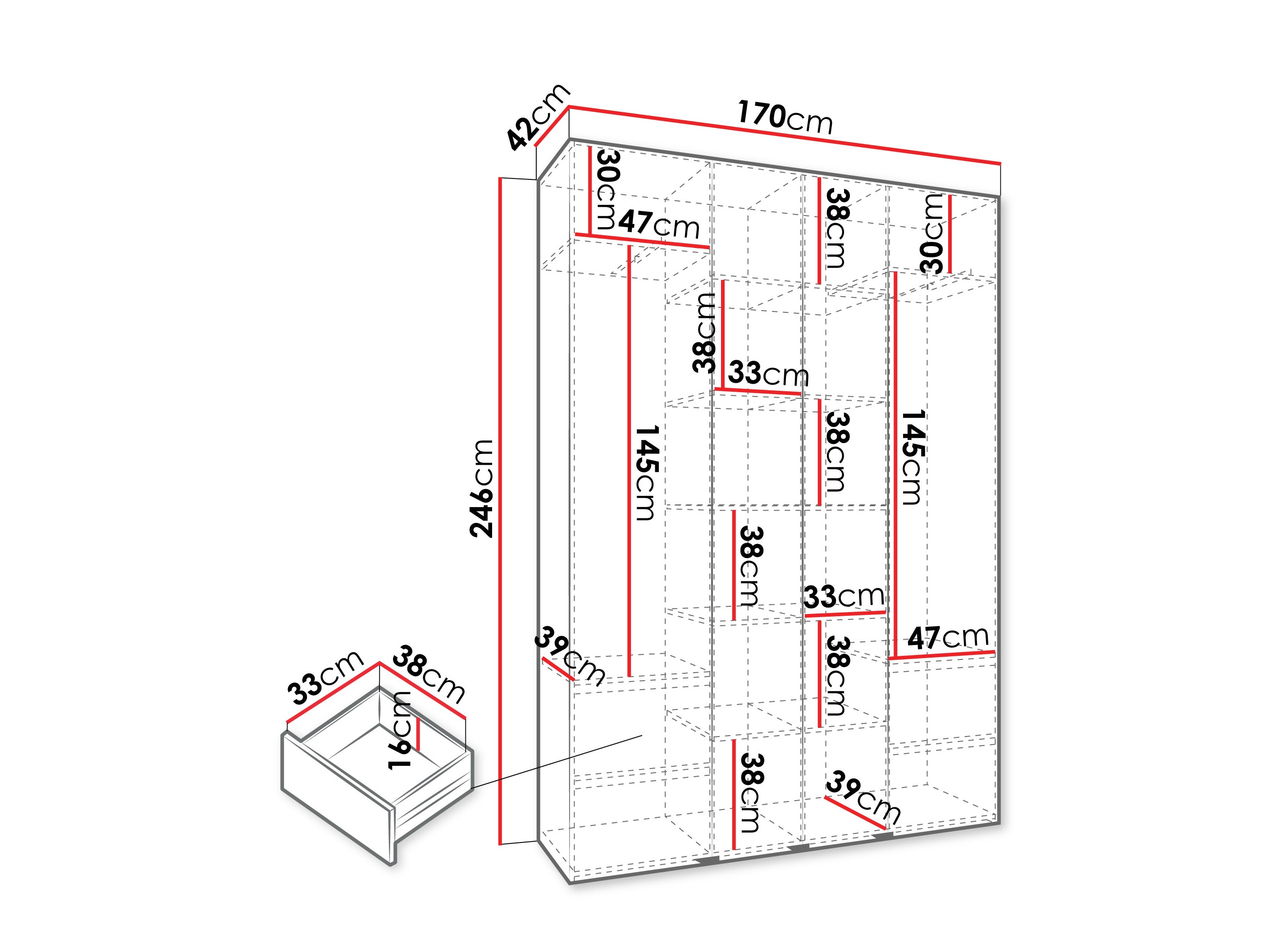 Kledingkast Hartford 574 (Kasjmier)