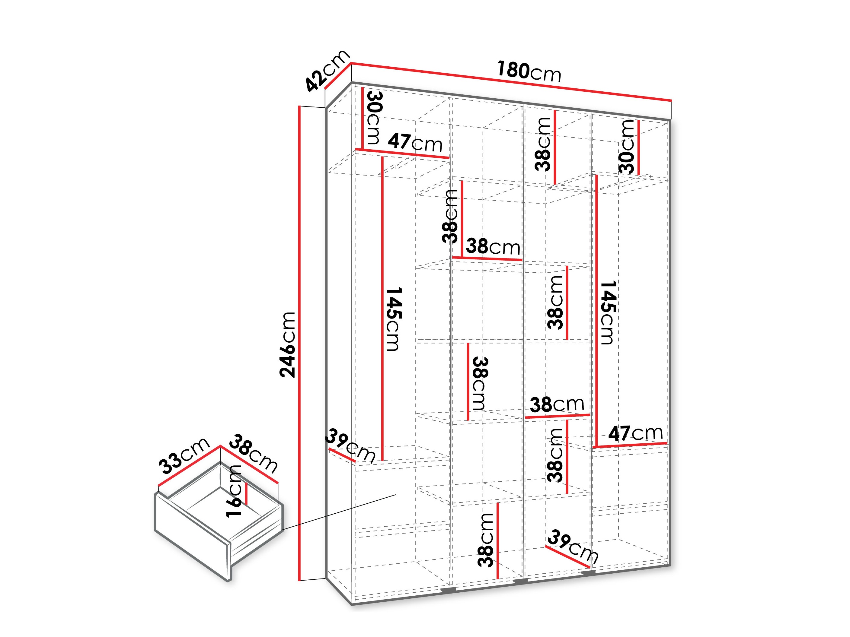 Kledingkast Hartford 574 (Kasjmier)