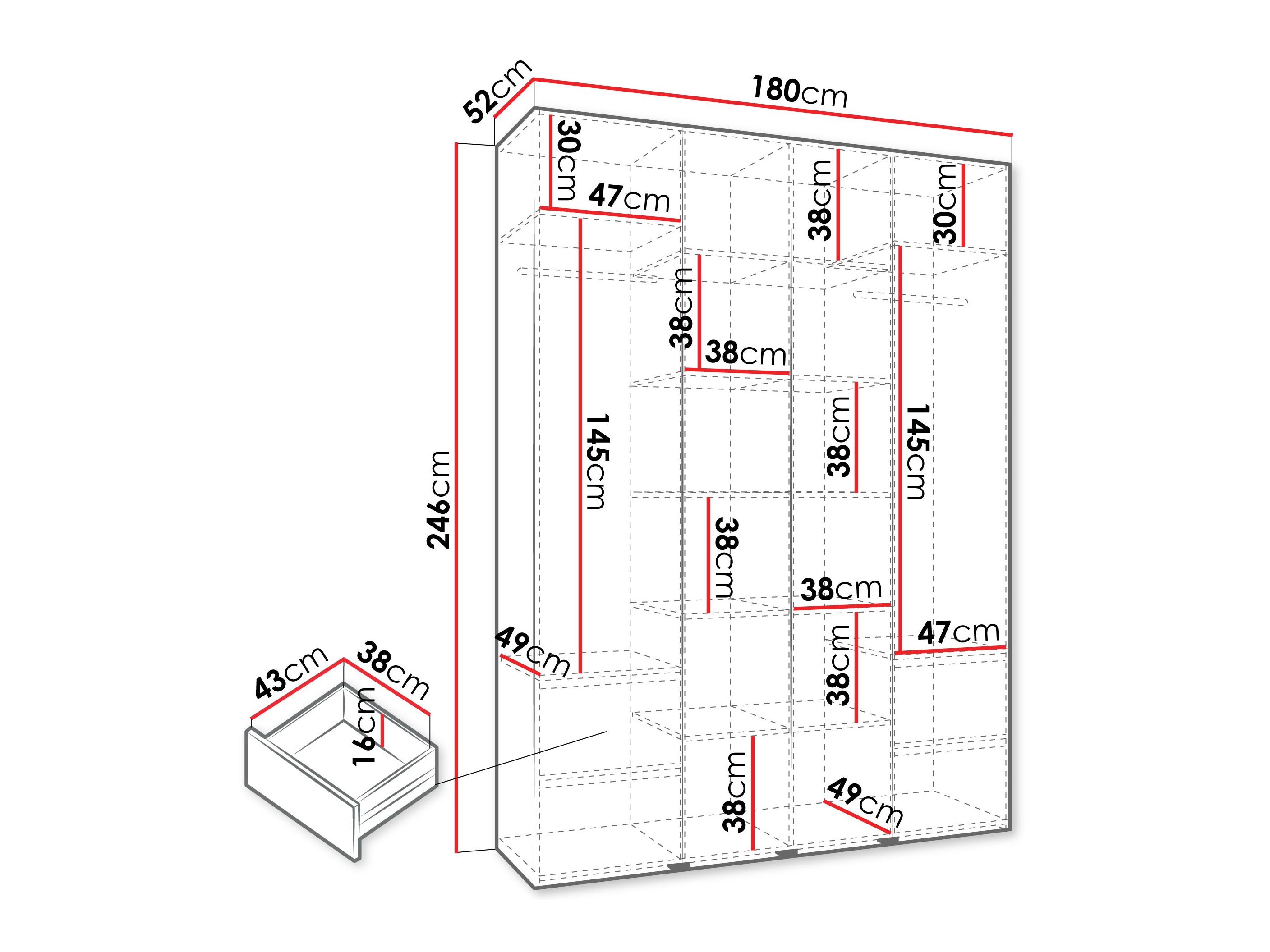 Kledingkast Hartford 574 (Kasjmier)