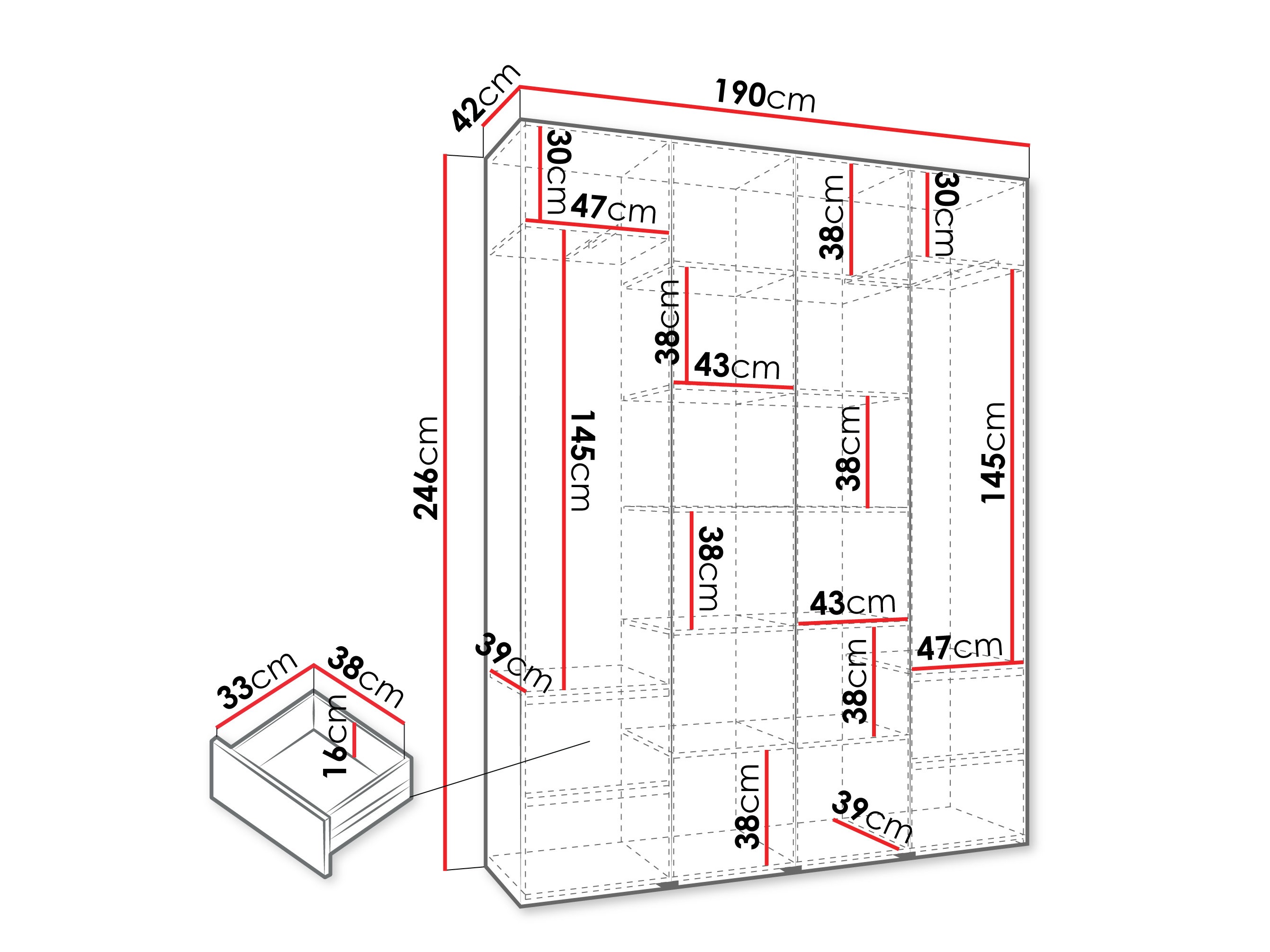 Kledingkast Hartford 574 (Kasjmier)