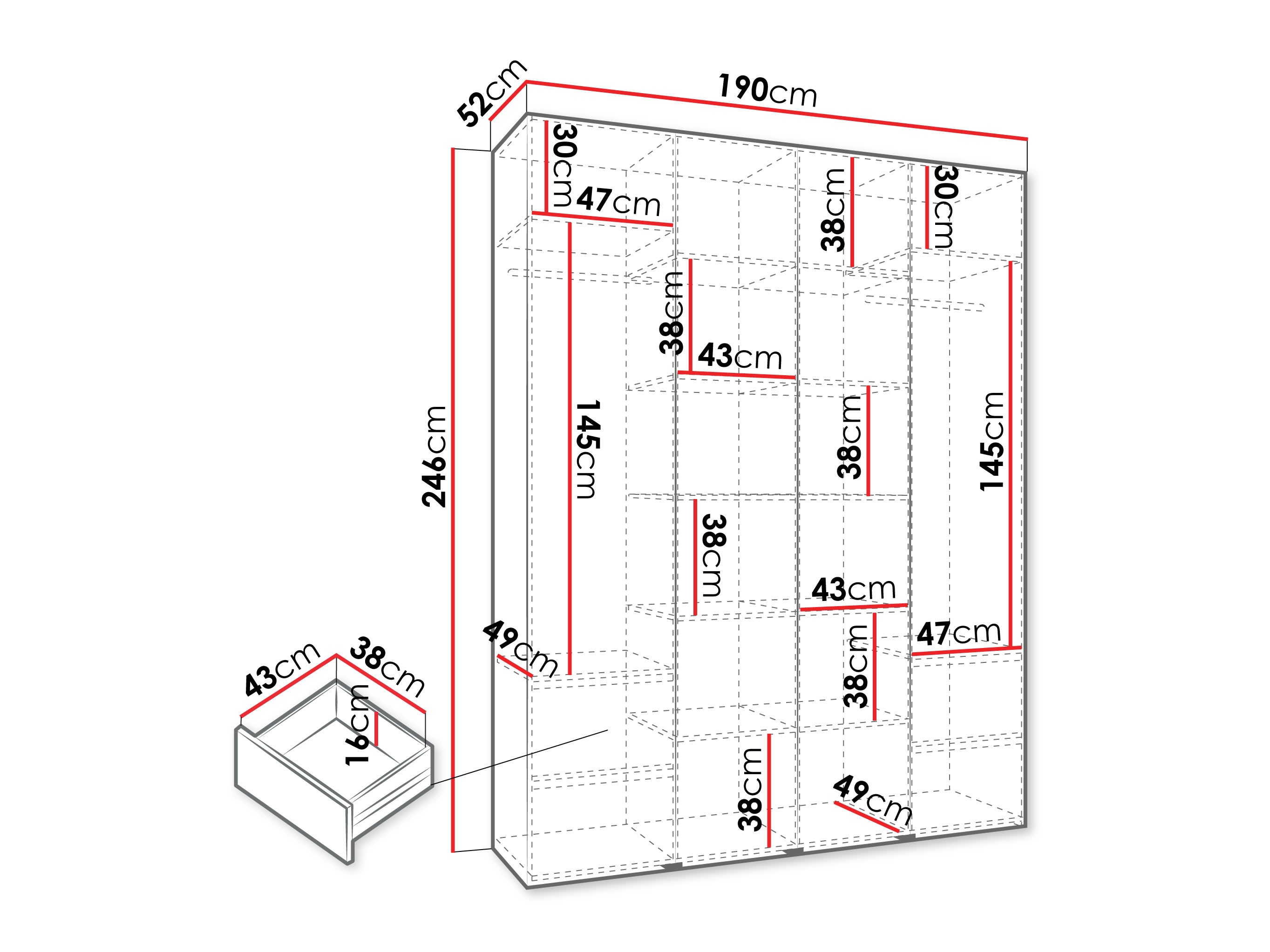 Kledingkast Hartford 574 (Kasjmier)