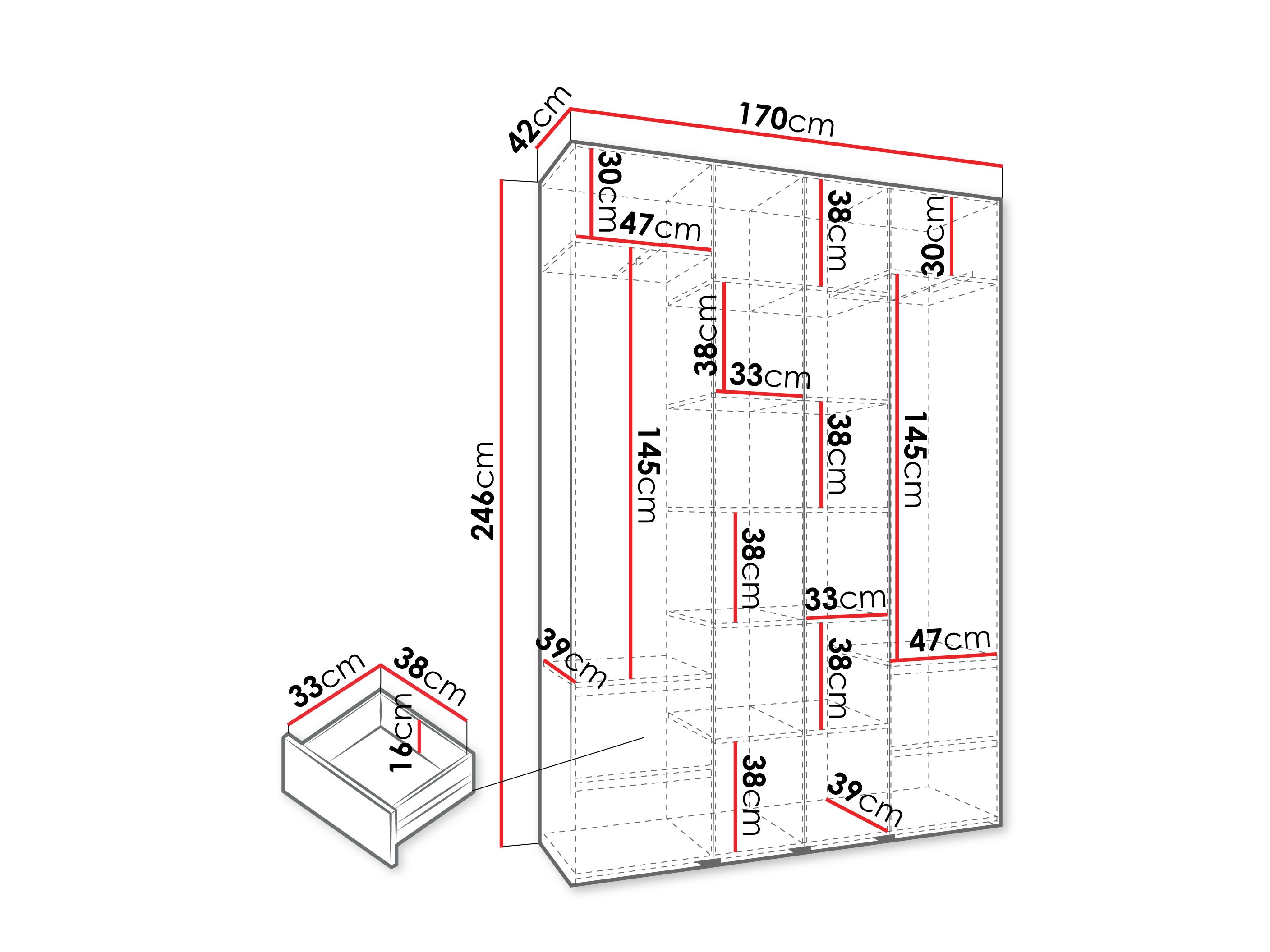 Kledingkast Hartford 574 (Wit)
