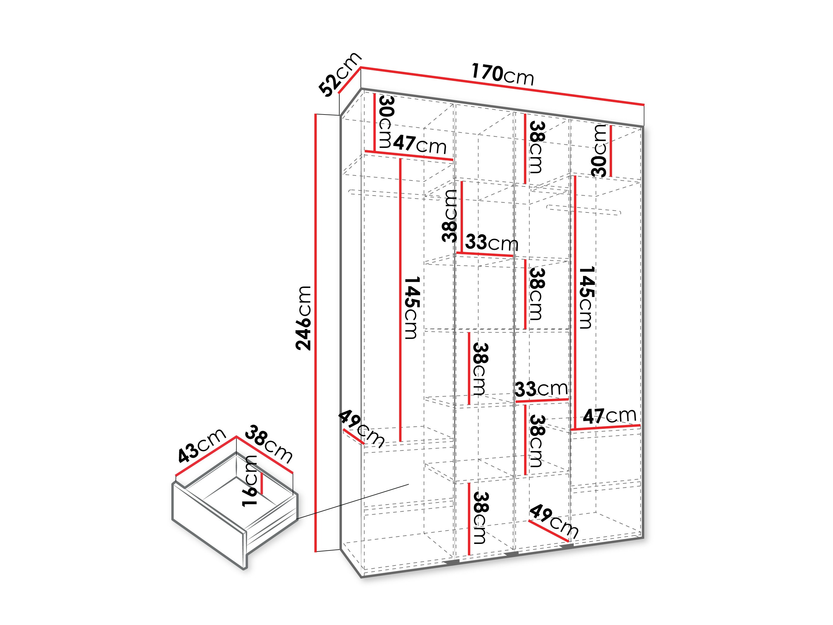Kledingkast Hartford 574 (Wit)