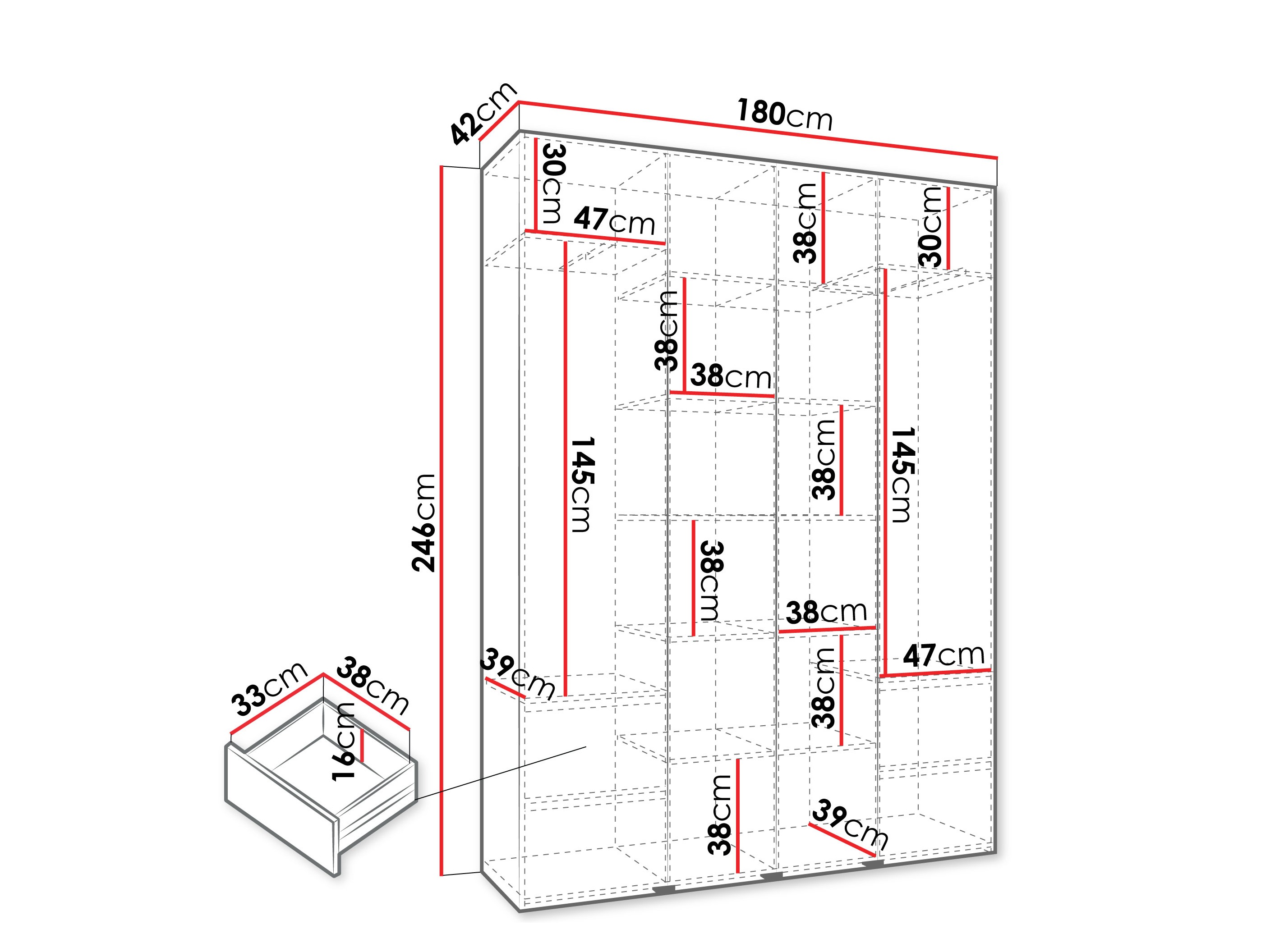 Kledingkast Hartford 574 (Wit)