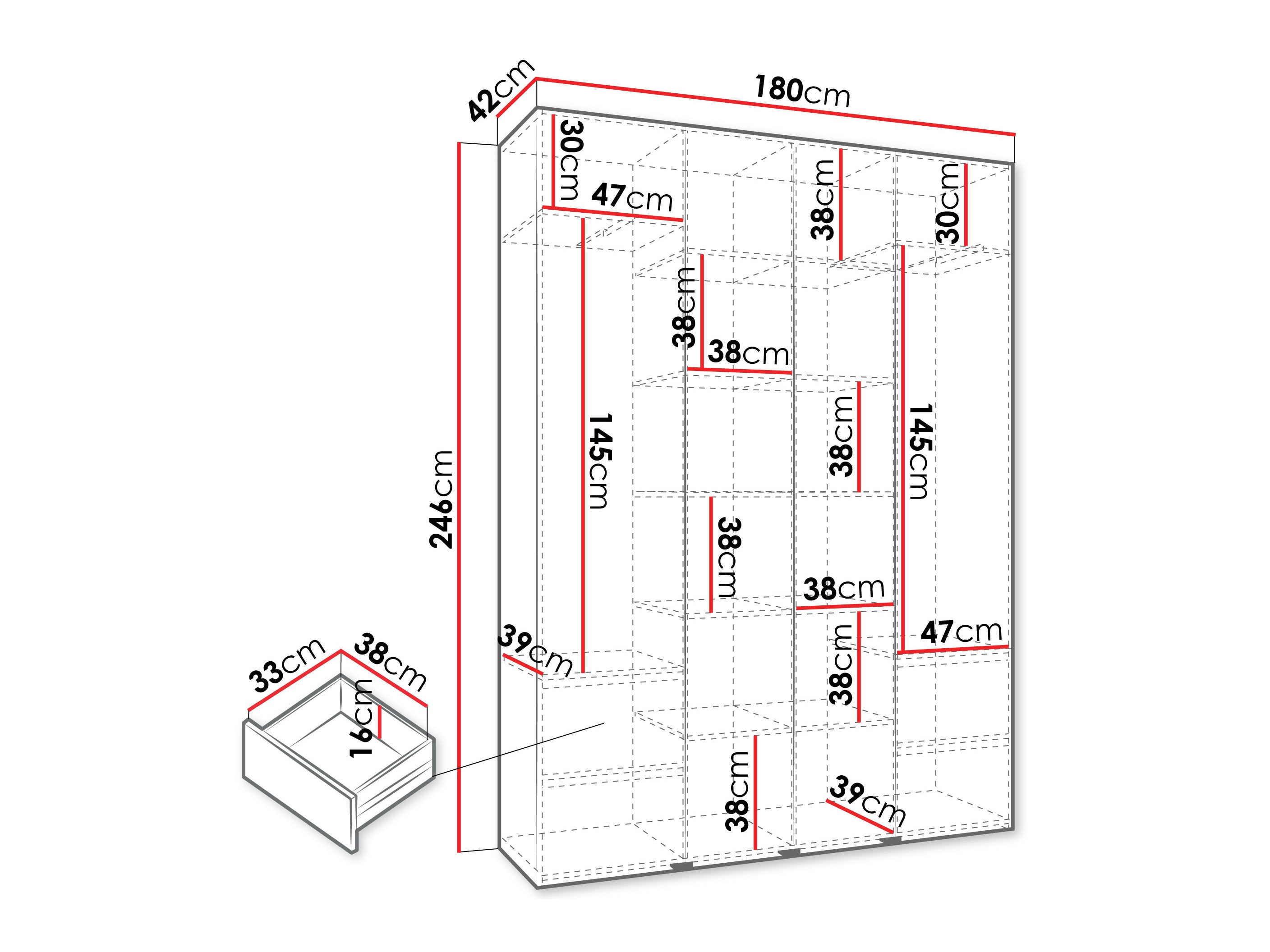 Kledingkast Hartford 574 (Wit)