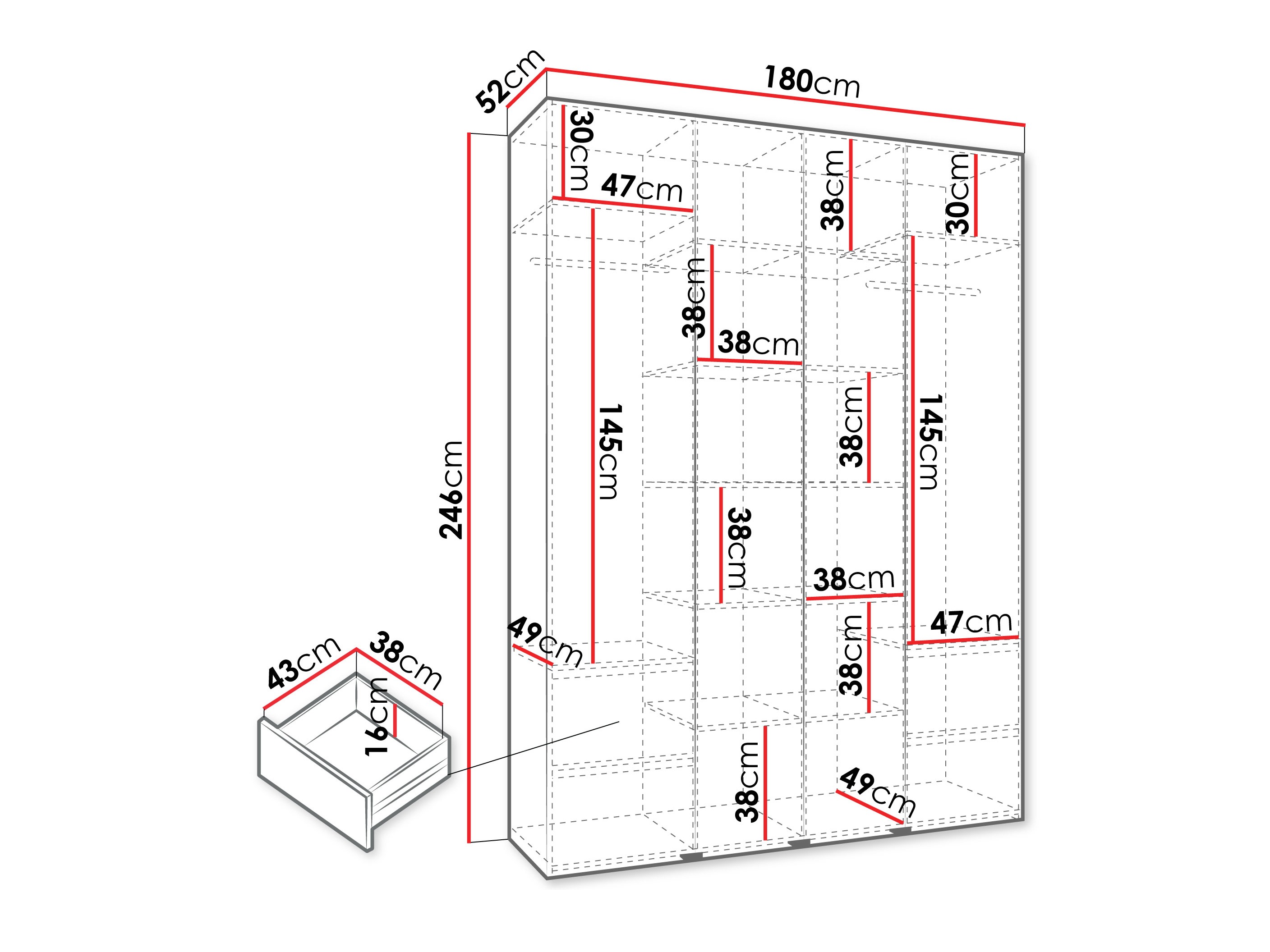 Kledingkast Hartford 574 (Wit)