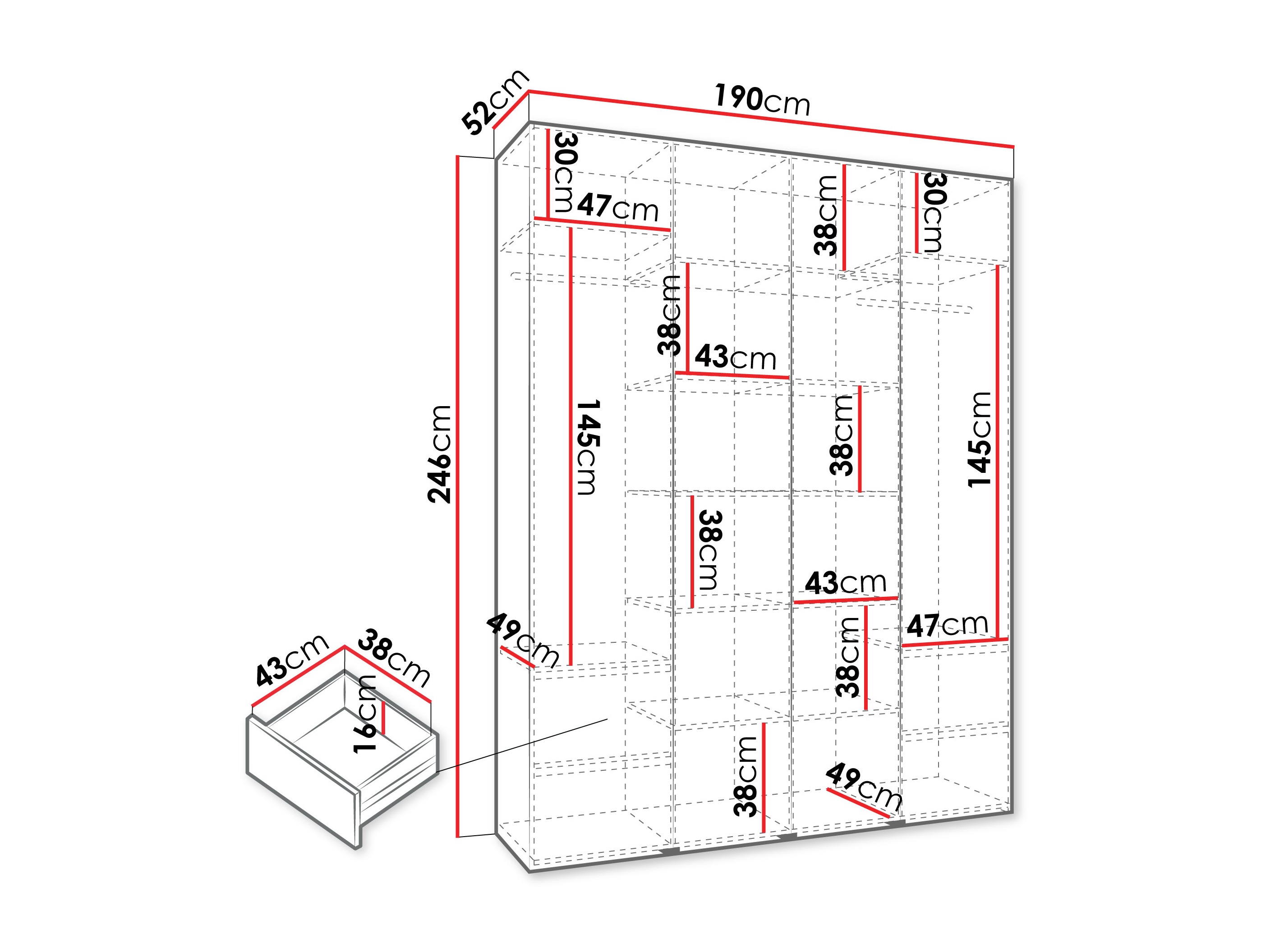Kledingkast Hartford 574 (Wit)