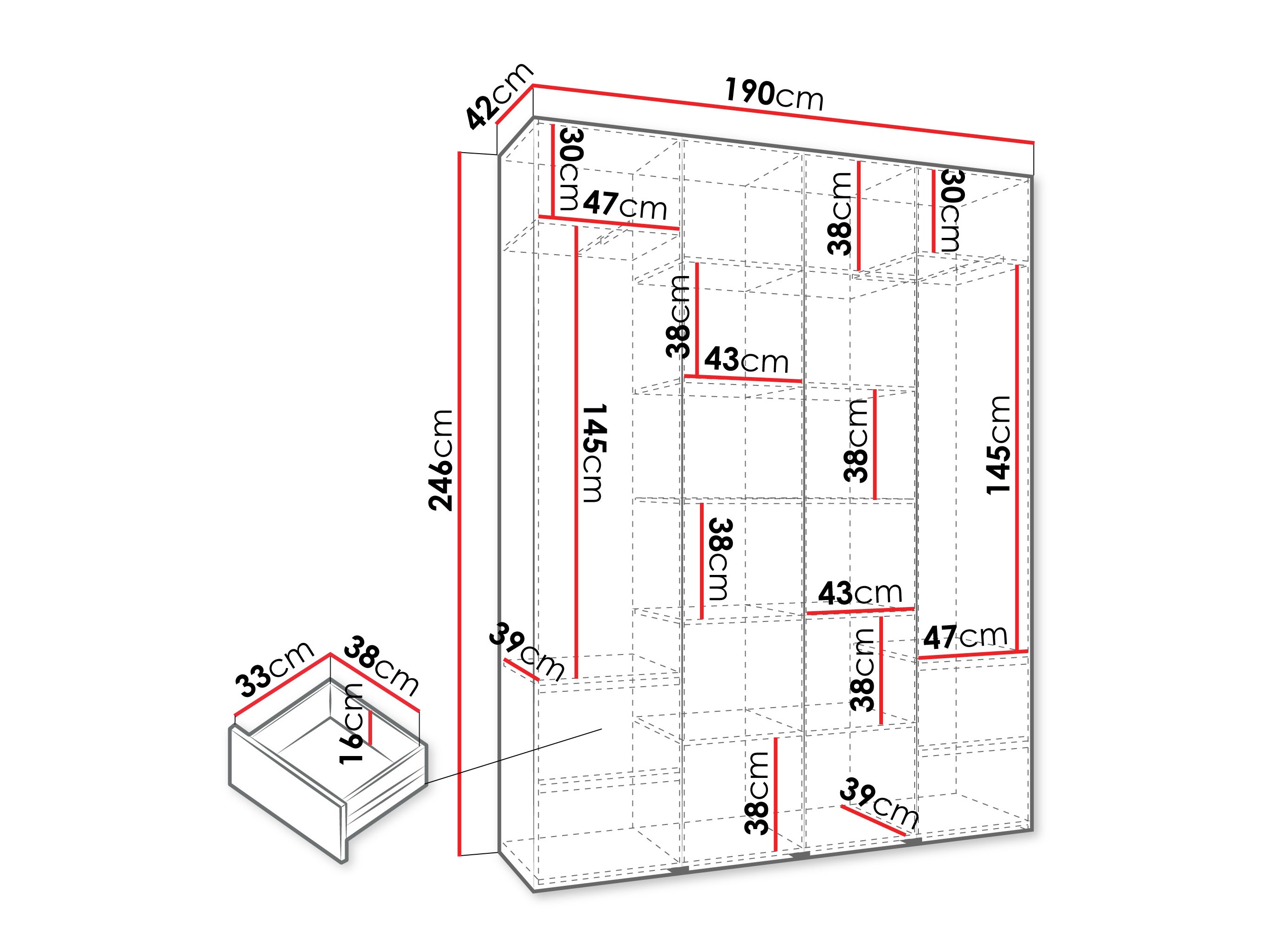 Kledingkast Hartford 574 (Wit)