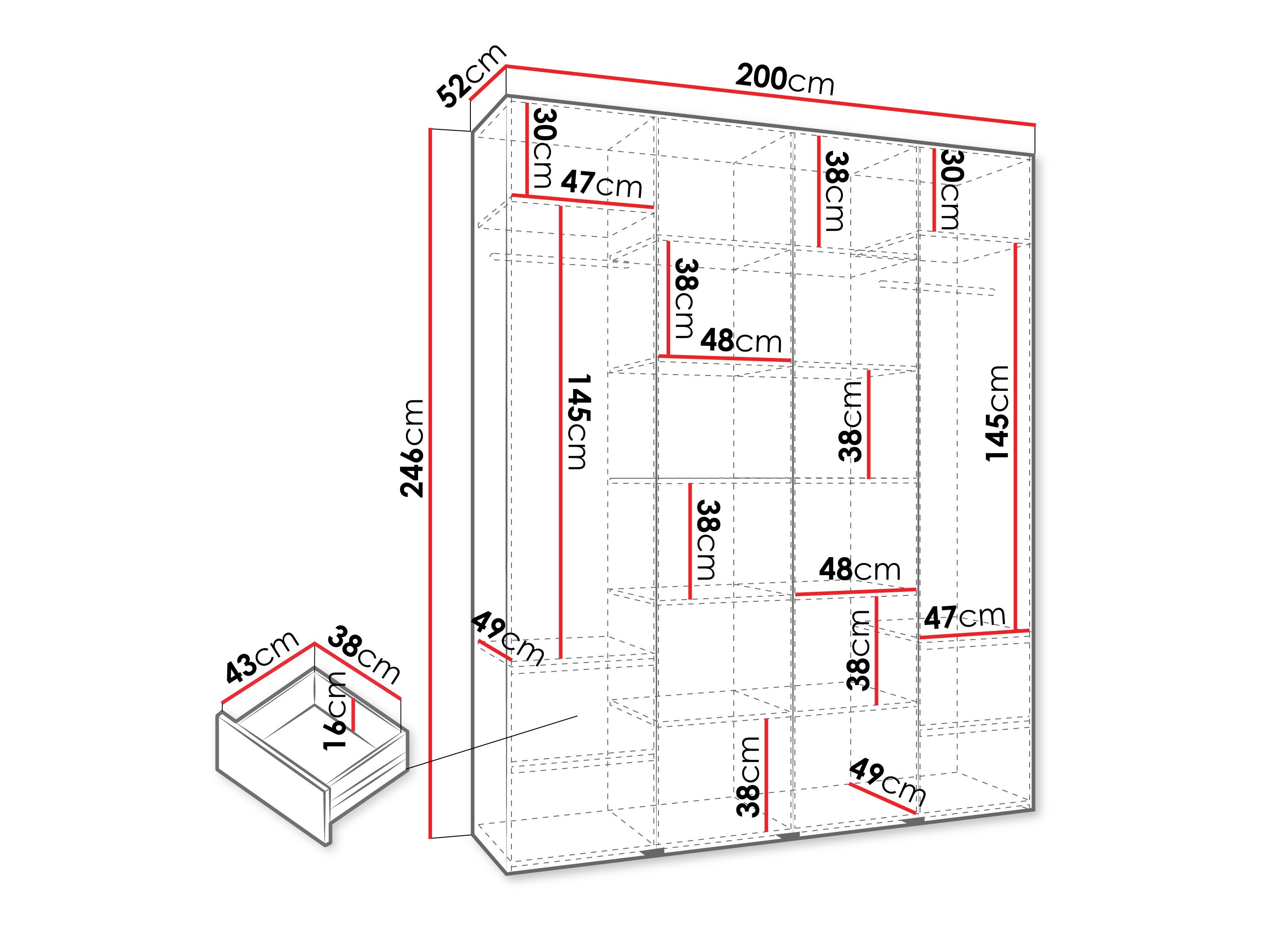 Kledingkast Hartford 574 (Wit)