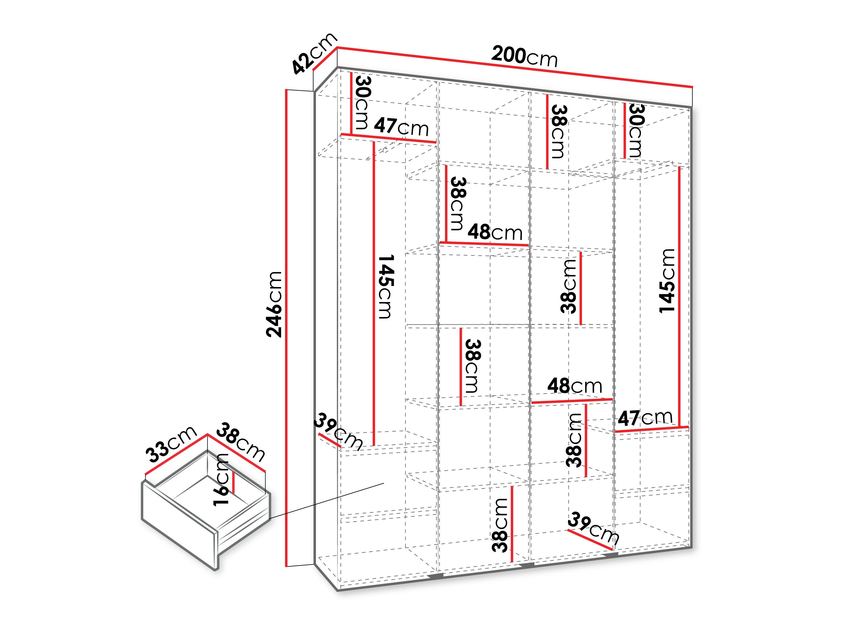 Kledingkast Hartford 574 (Wit)