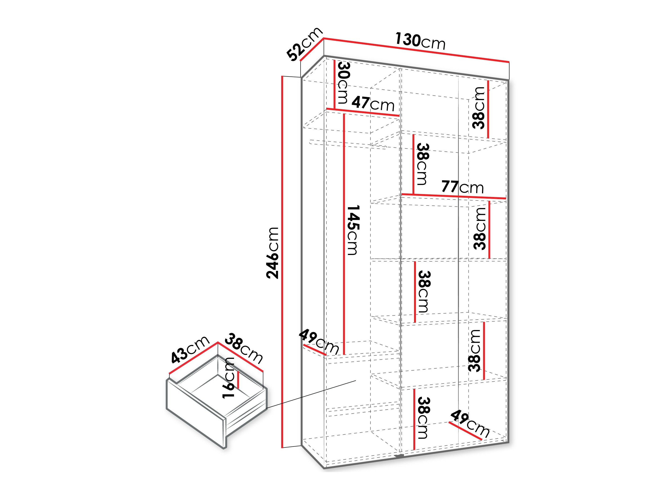Kledingkast Hartford 544 (Kasjmier)