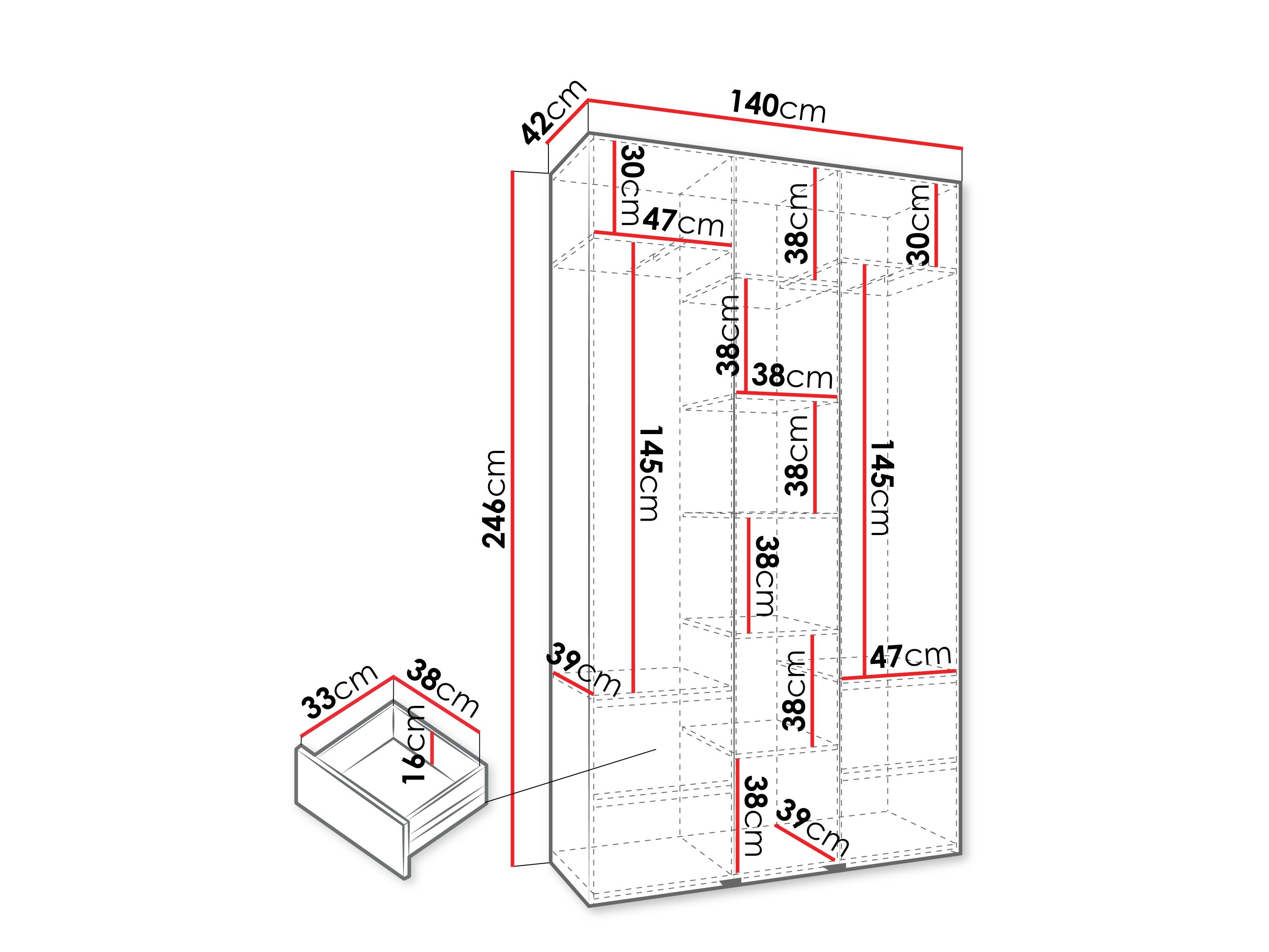 Kledingkast Hartford 544 (Kasjmier)