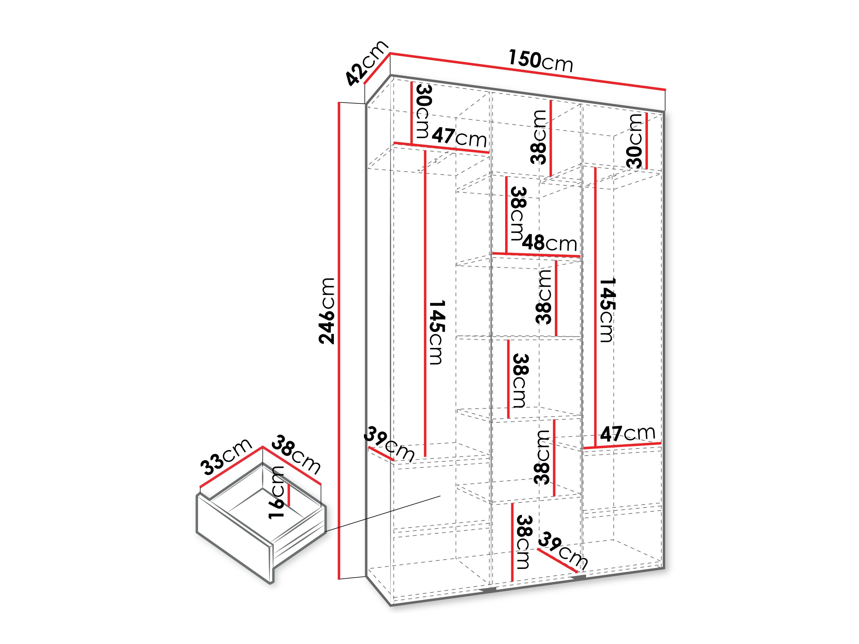 Kledingkast Hartford 544 (Kasjmier)