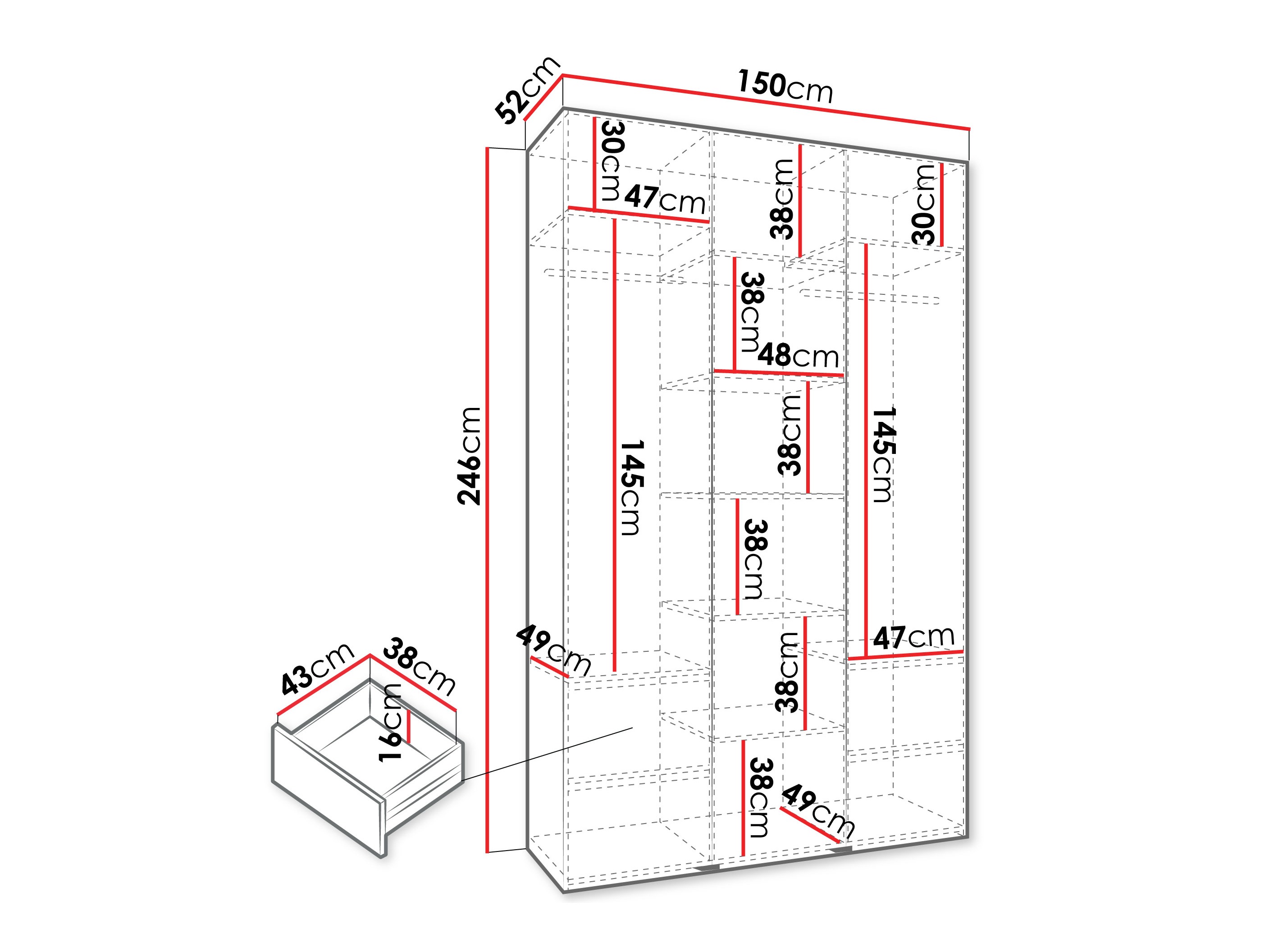 Kledingkast Hartford 544 (Kasjmier)
