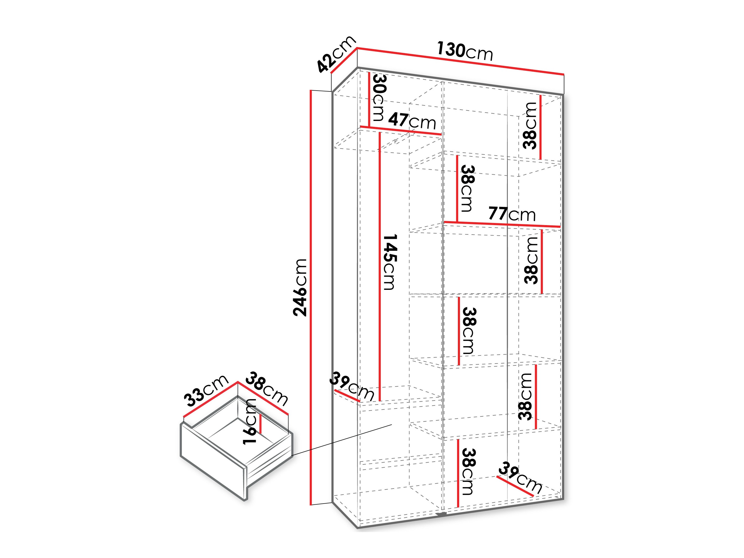 Kledingkast Hartford 544 (Wit)