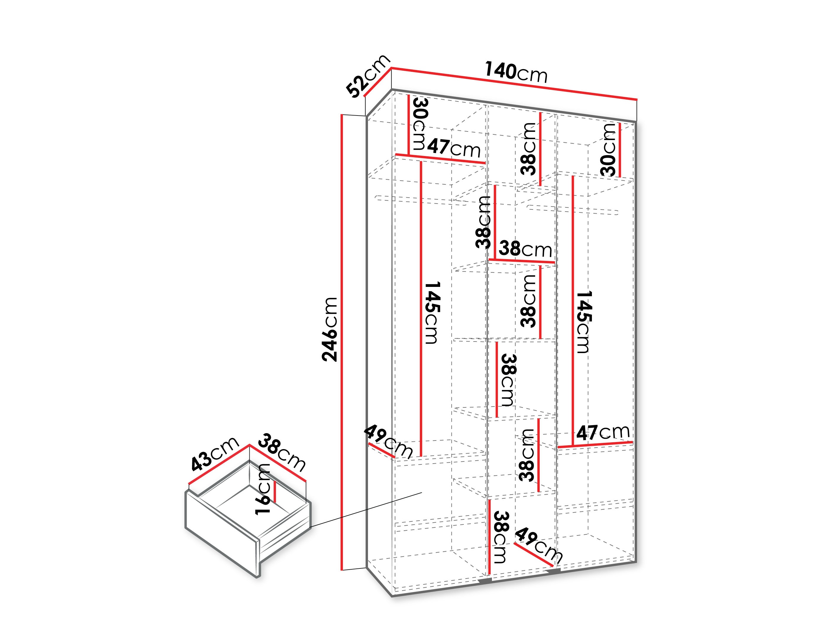 Kledingkast Hartford 544 (Wit)