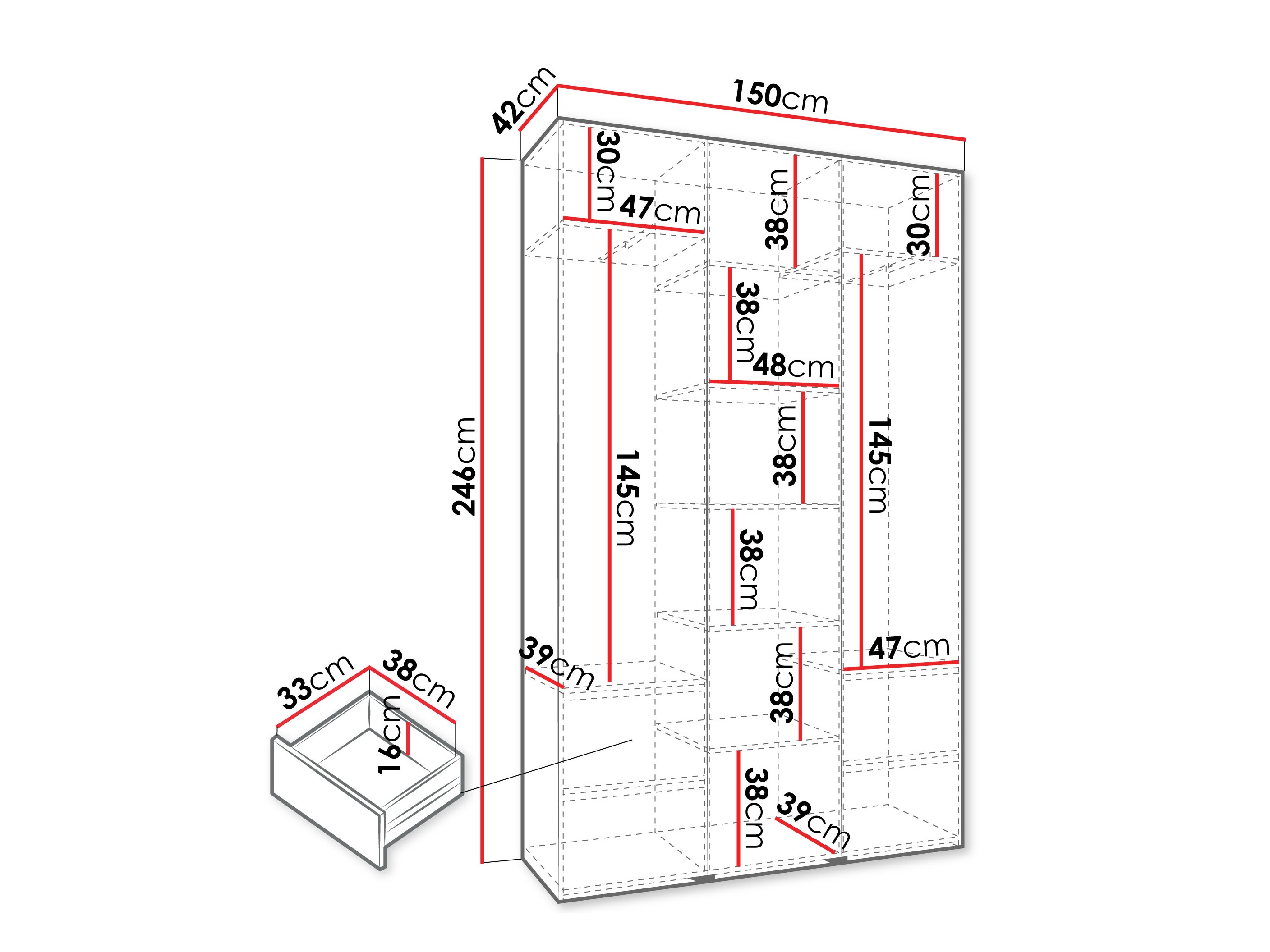 Kledingkast Hartford 544 (Wit)