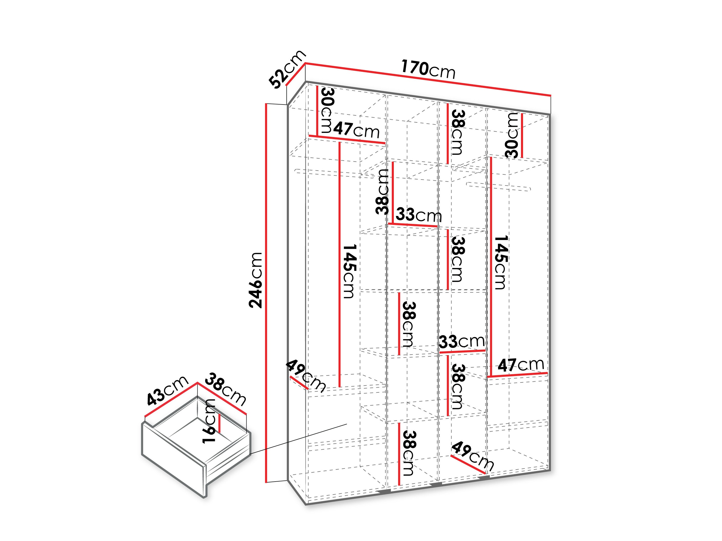 Kledingkast Hartford 554 (Kasjmier)