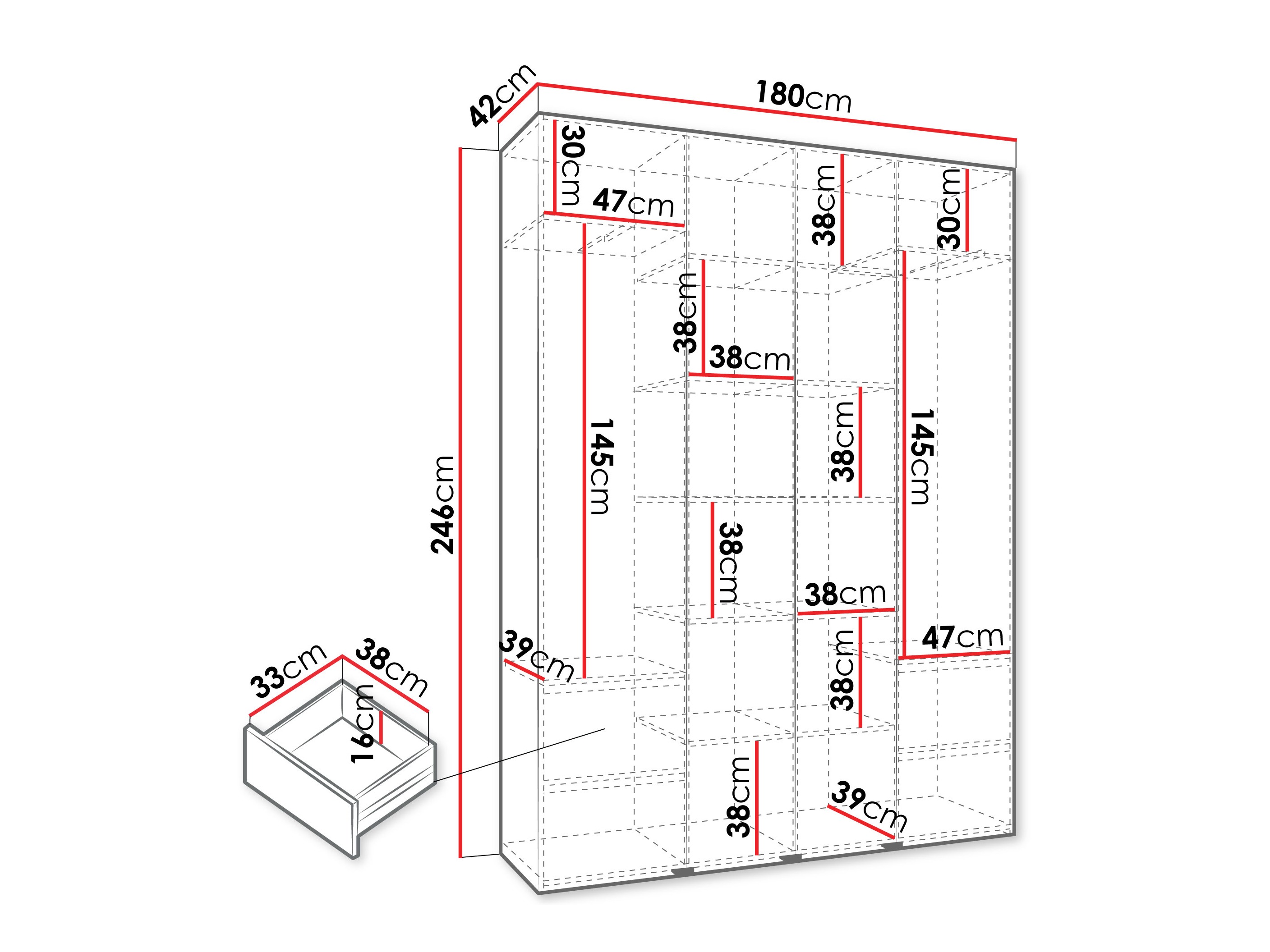 Kledingkast Hartford 554 (Kasjmier)