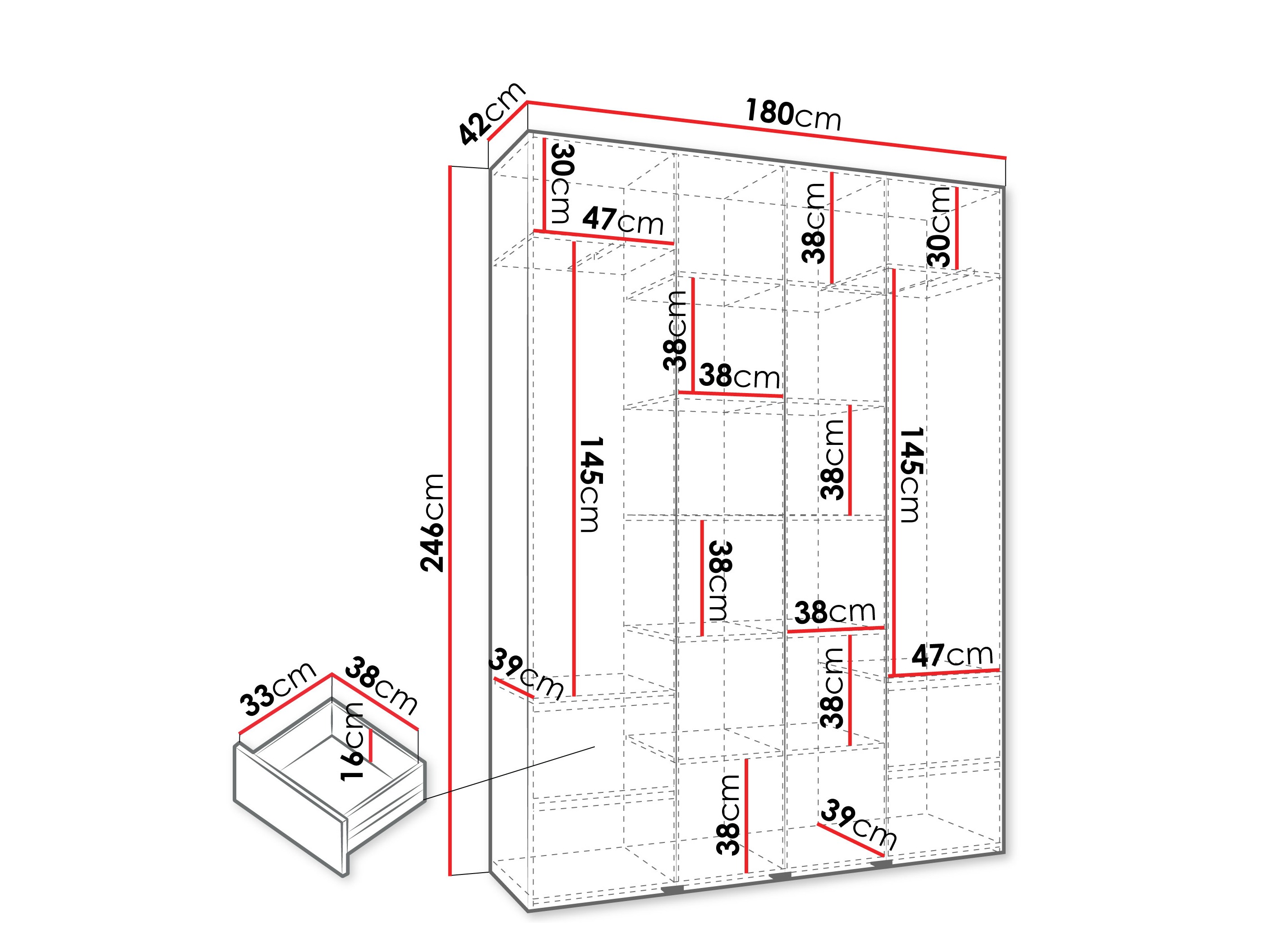 Kledingkast Hartford 554 (Kasjmier)