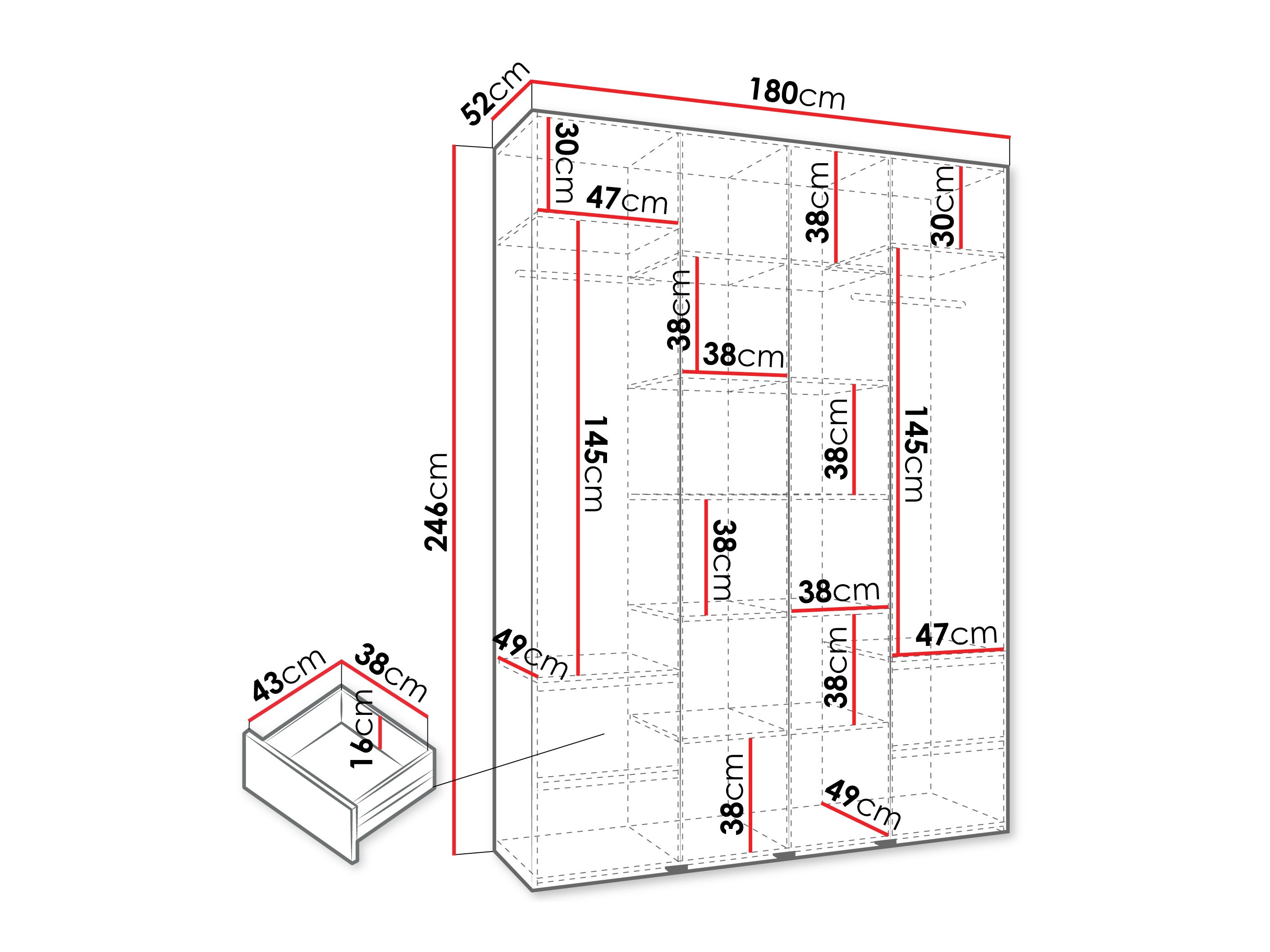 Kledingkast Hartford 554 (Kasjmier)
