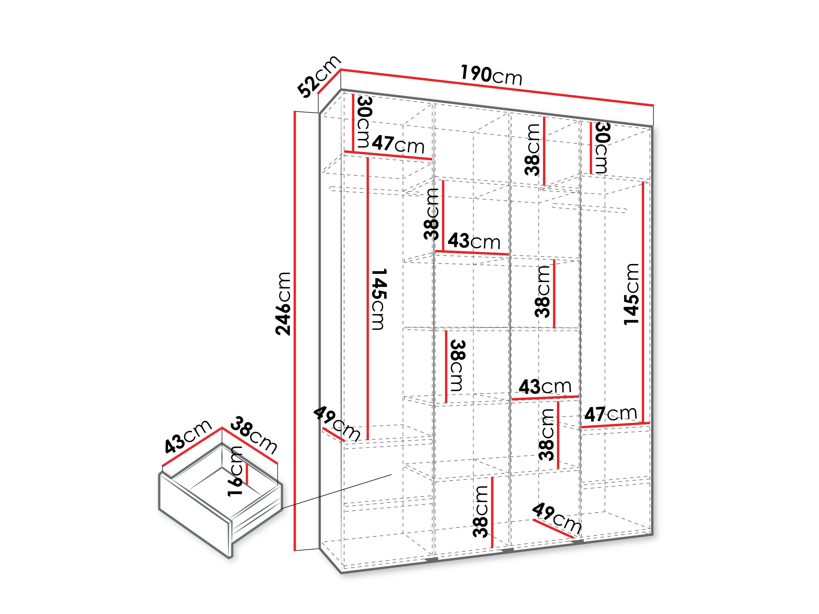 Kledingkast Hartford 554 (Kasjmier)