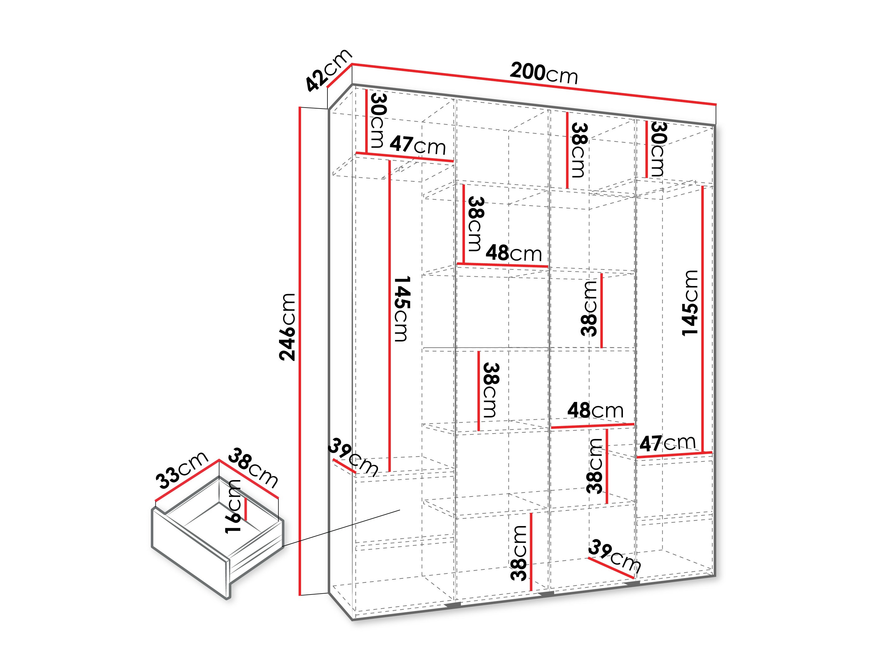 Kledingkast Hartford 554 (Kasjmier)