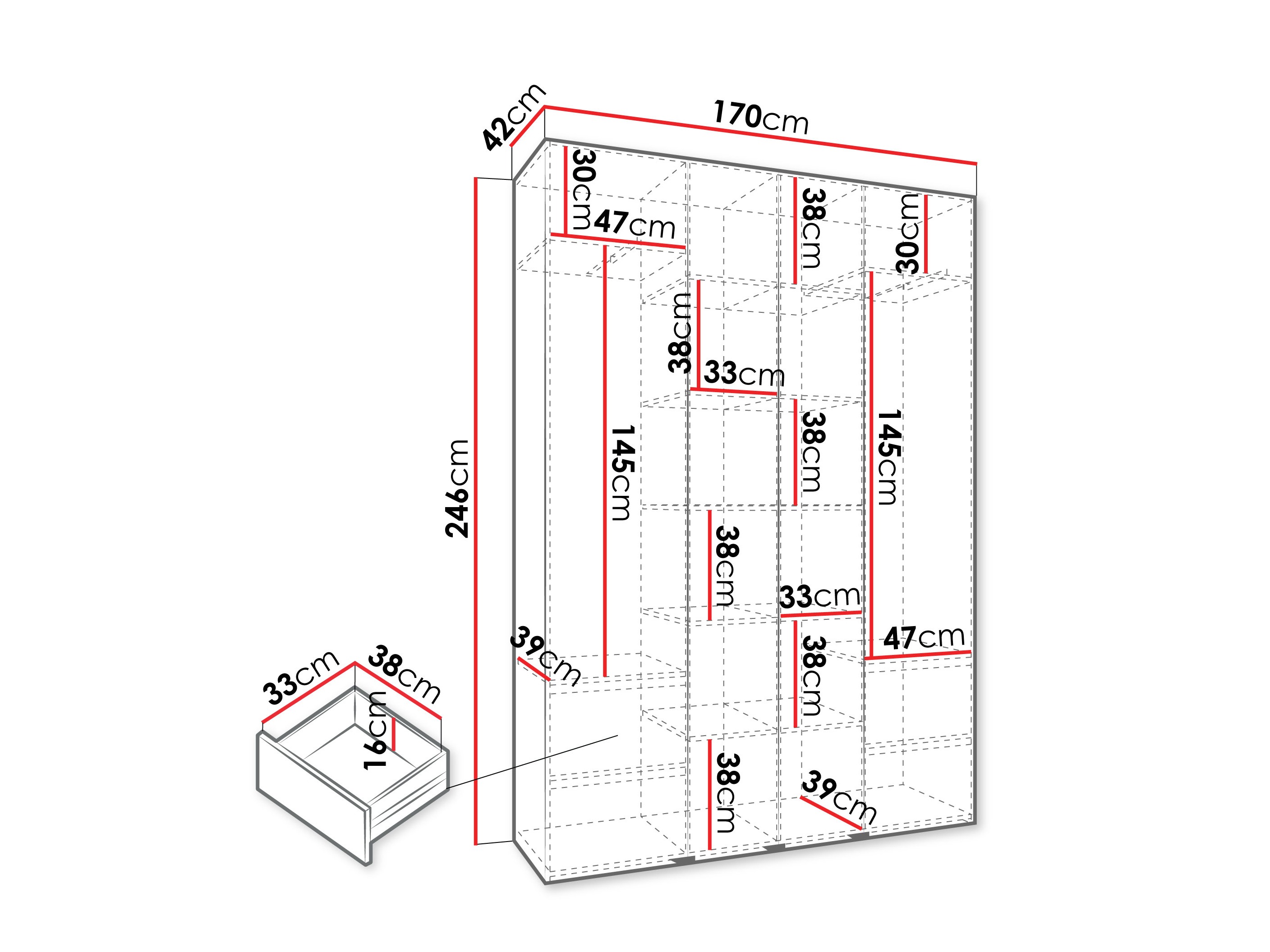 Kledingkast Hartford 554 (Wit)